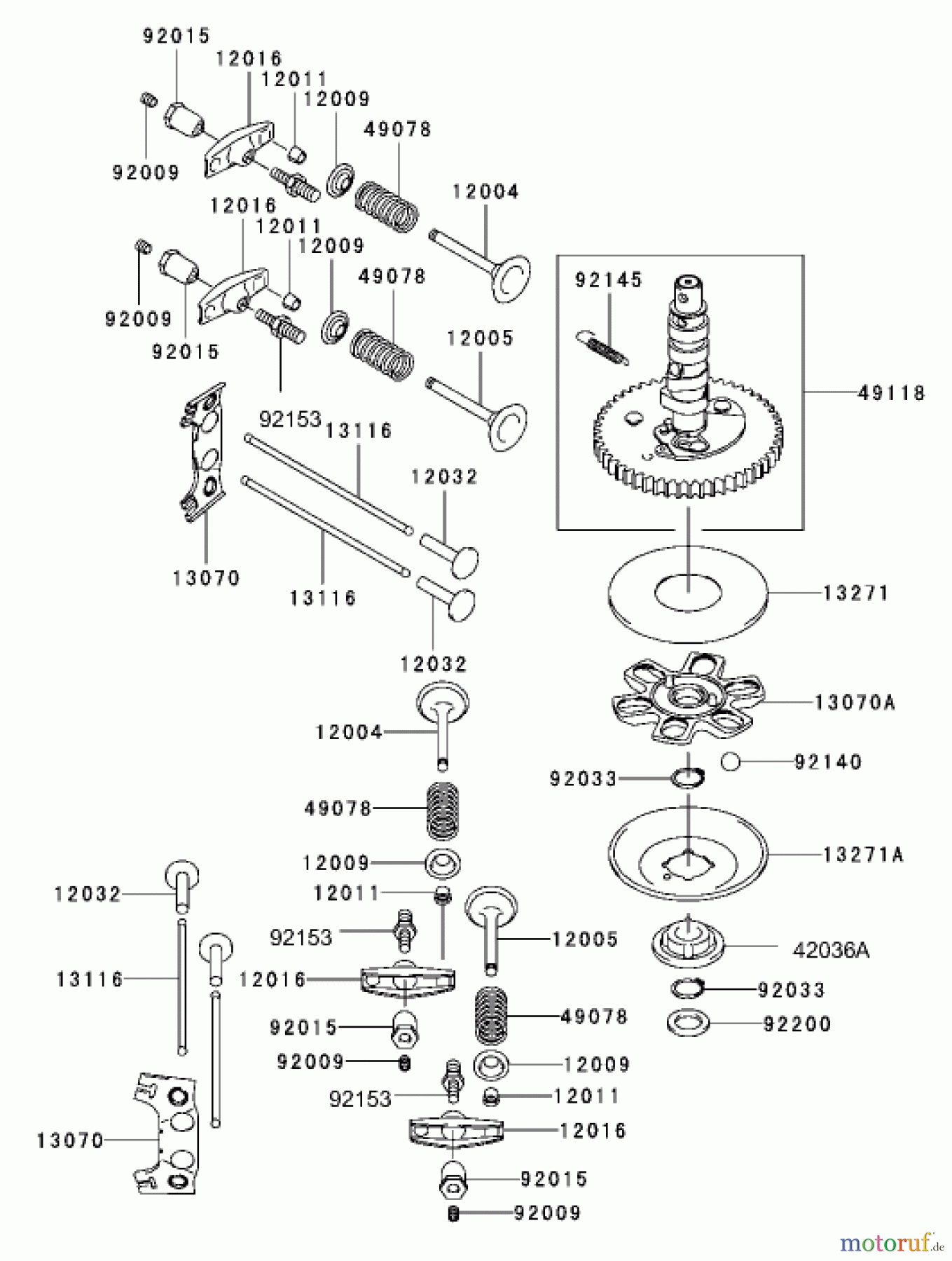  Toro Neu Mowers, Lawn & Garden Tractor Seite 1 72202 (419XT) - Toro 419XT Garden Tractor, 2003 (230000001-230999999) VALVE / CAMSHAFT ASSEMBLY KAWASAKI FH580V-AS06