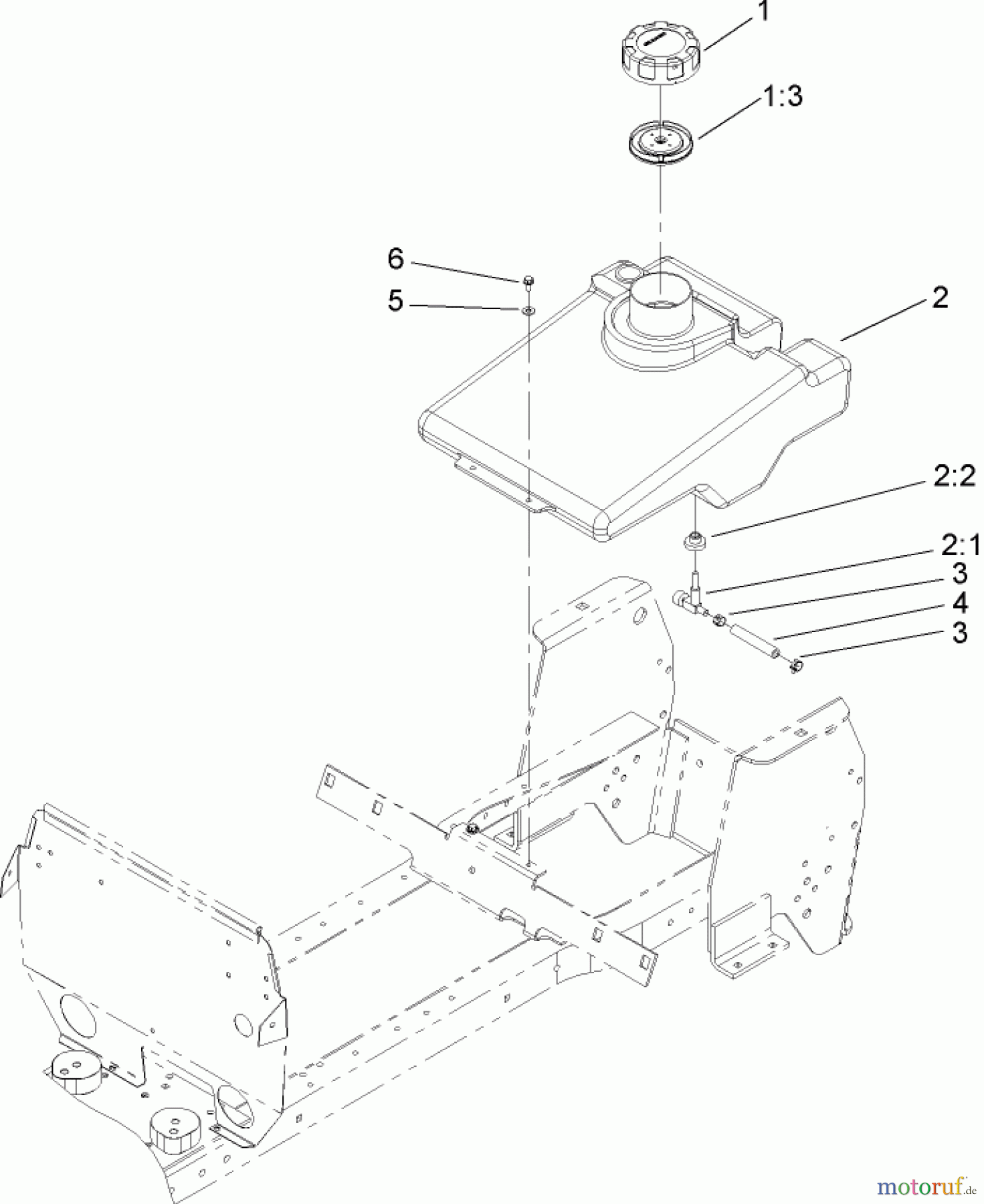  Toro Neu Mowers, Lawn & Garden Tractor Seite 1 72211 (417XT) - Toro 417XT Garden Tractor, 2004 (240000001-240999999) FUEL TANK ASSEMBLY