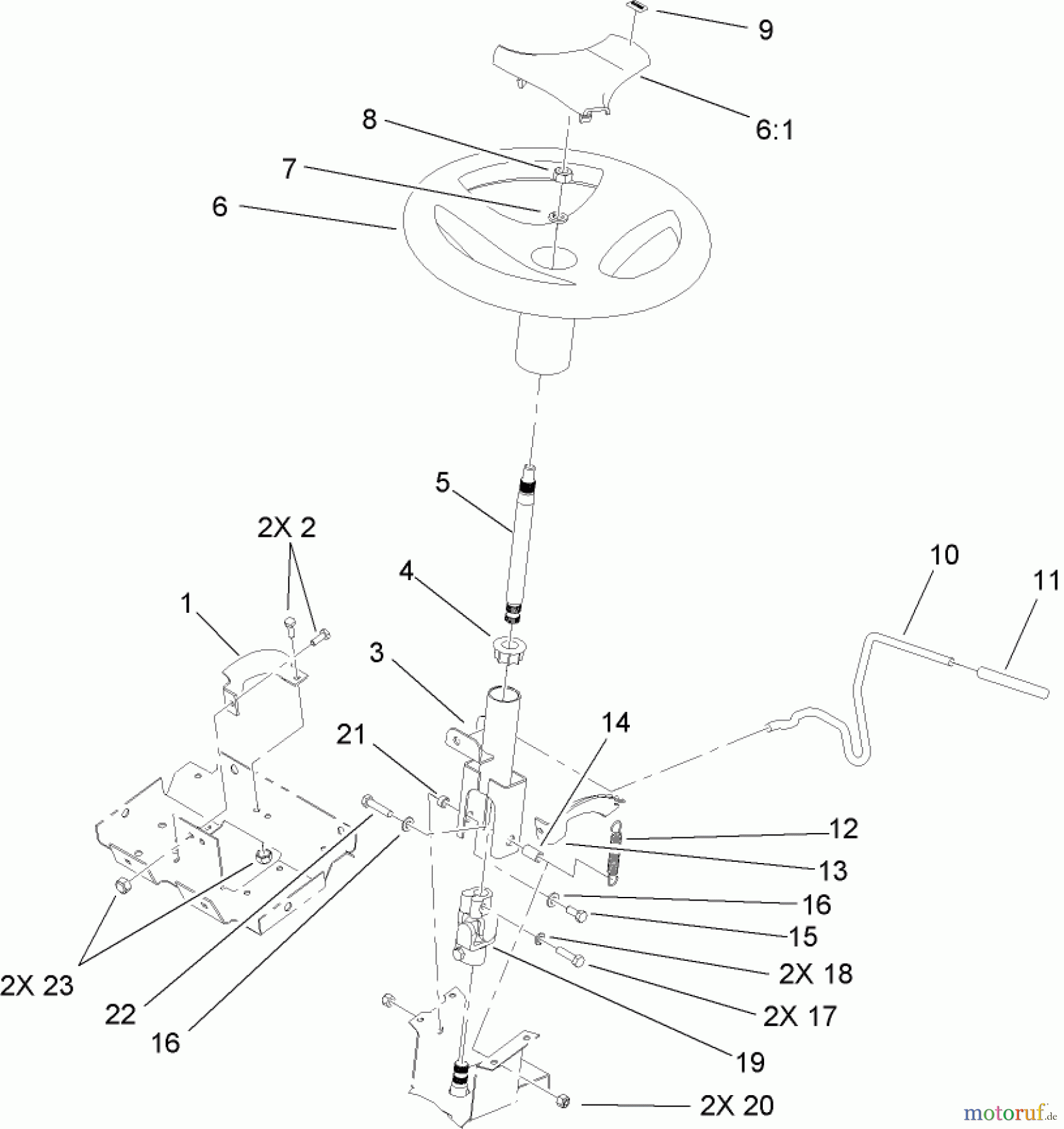  Toro Neu Mowers, Lawn & Garden Tractor Seite 1 72212 (430) - Toro 430 Garden Tractor, 2005 (250000001-250999999) STEERING WHEEL AND TILT ASSEMBLY