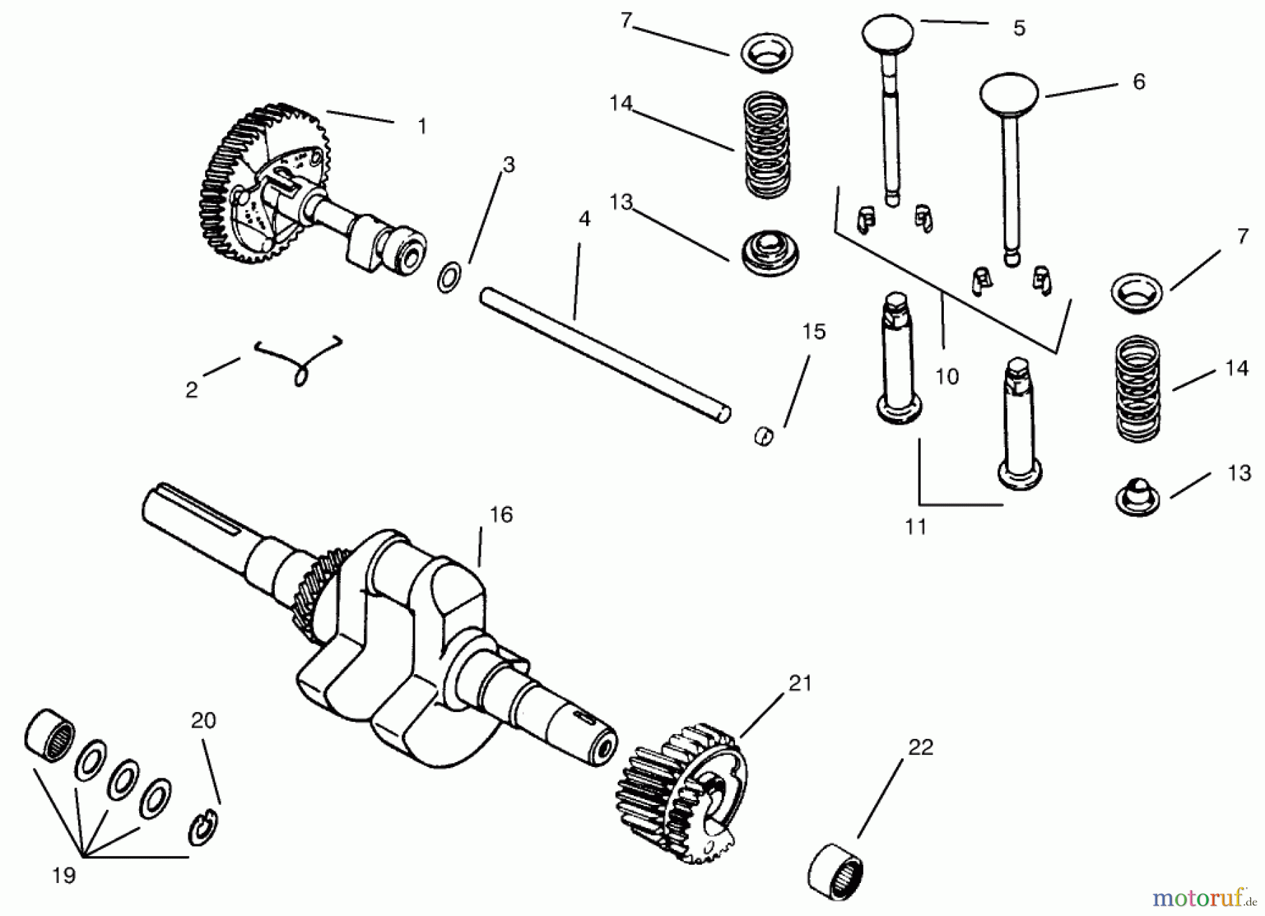  Toro Neu Mowers, Lawn & Garden Tractor Seite 1 73363 (312-8) - Toro 312-8 Garden Tractor, 1997 (7900001-7999999) CAMSHAFT, CRANKSHAFT AND VALVES