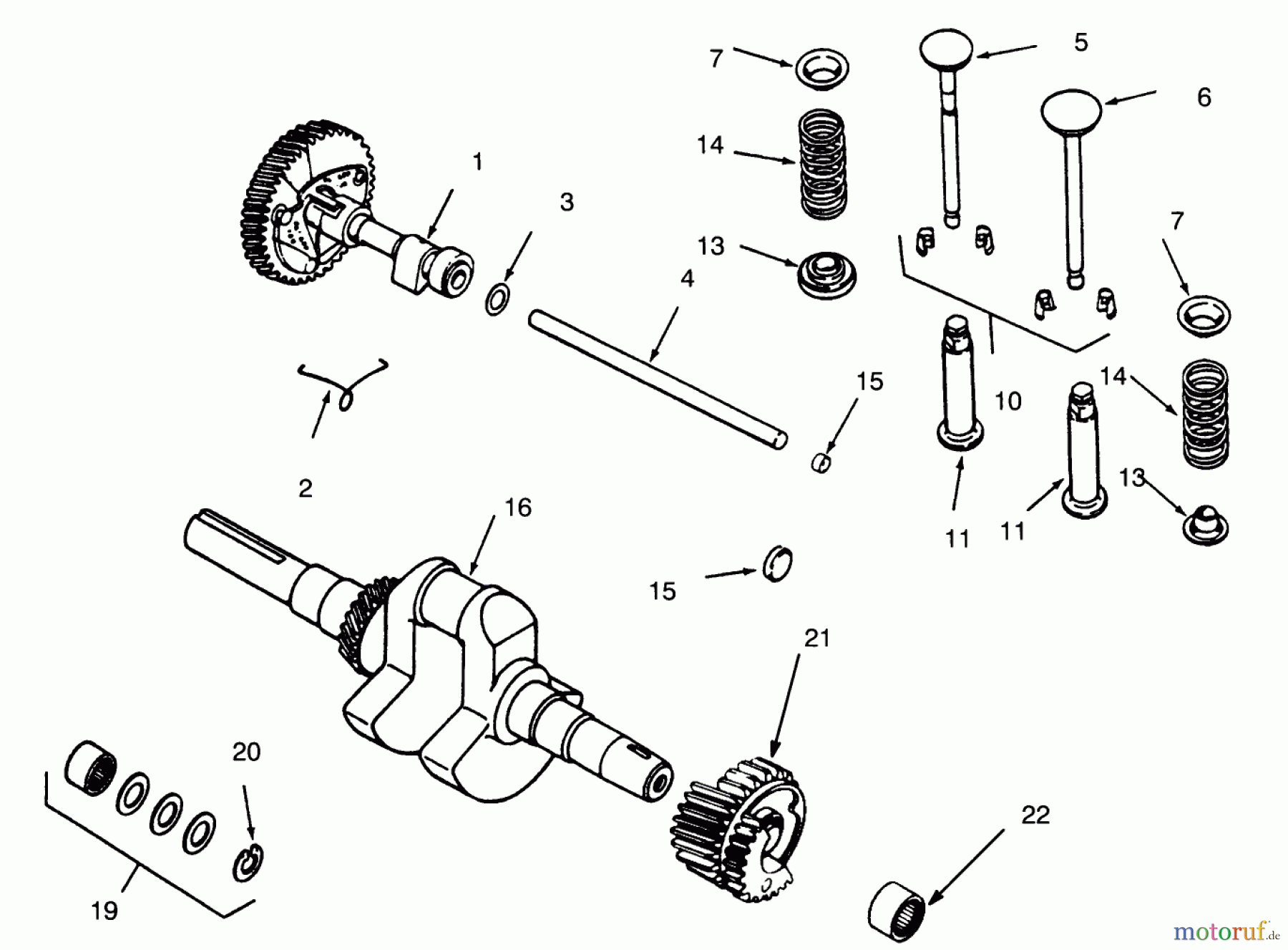  Toro Neu Mowers, Lawn & Garden Tractor Seite 1 73400 (314-8) - Toro 314-8 Garden Tractor, 1994 (4900001-4999999) CAMSHAFT, CRANKSHAFT AND VALVES