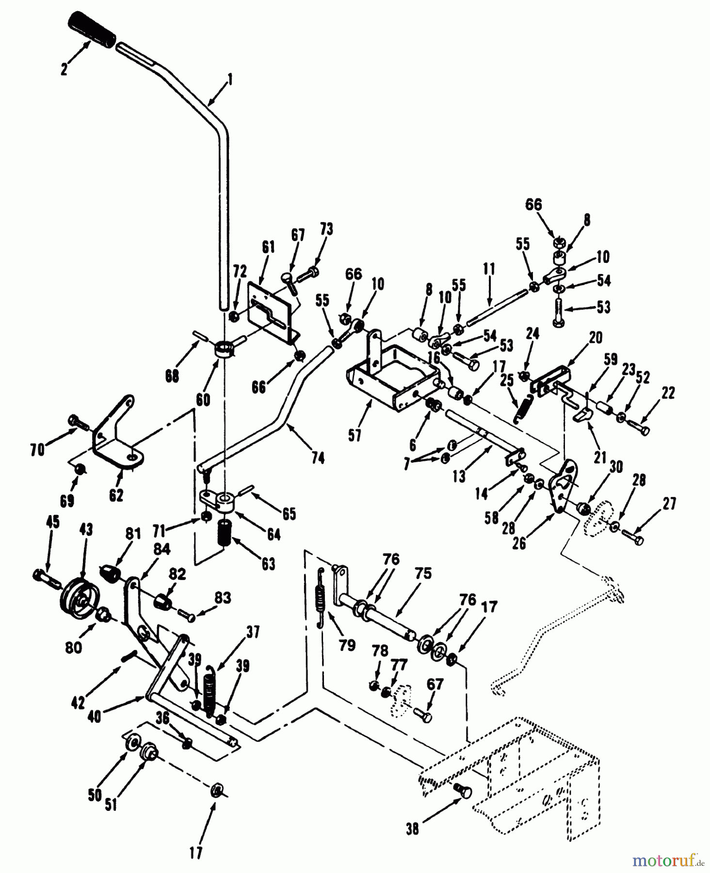  Toro Neu Mowers, Lawn & Garden Tractor Seite 1 73401 (314-H) - Toro 314-H Garden Tractor, 1993 (3900001-3999999) CLUTCH, BRAKE MOTION CONTROL LINKAGE