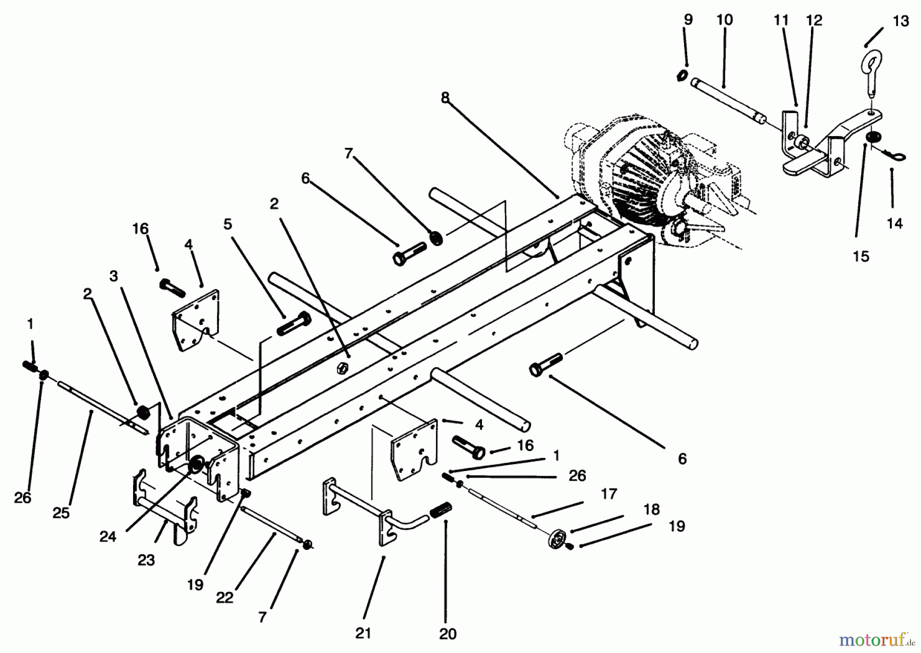  Toro Neu Mowers, Lawn & Garden Tractor Seite 1 73401 (314-H) - Toro 314-H Garden Tractor, 1996 (6900001-6999999) FRAME & HITCHES