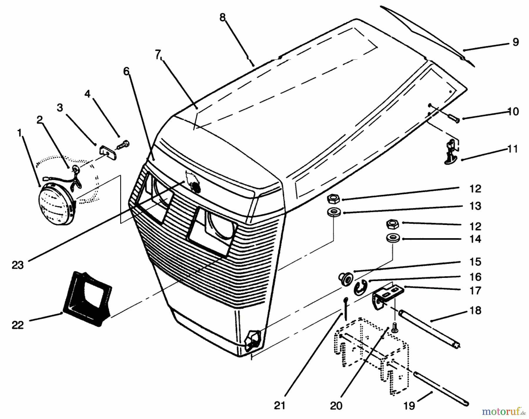  Toro Neu Mowers, Lawn & Garden Tractor Seite 1 73401 (314-H) - Toro 314-H Garden Tractor, 1995 (5900261-5901260) HOOD ASSEMBLY