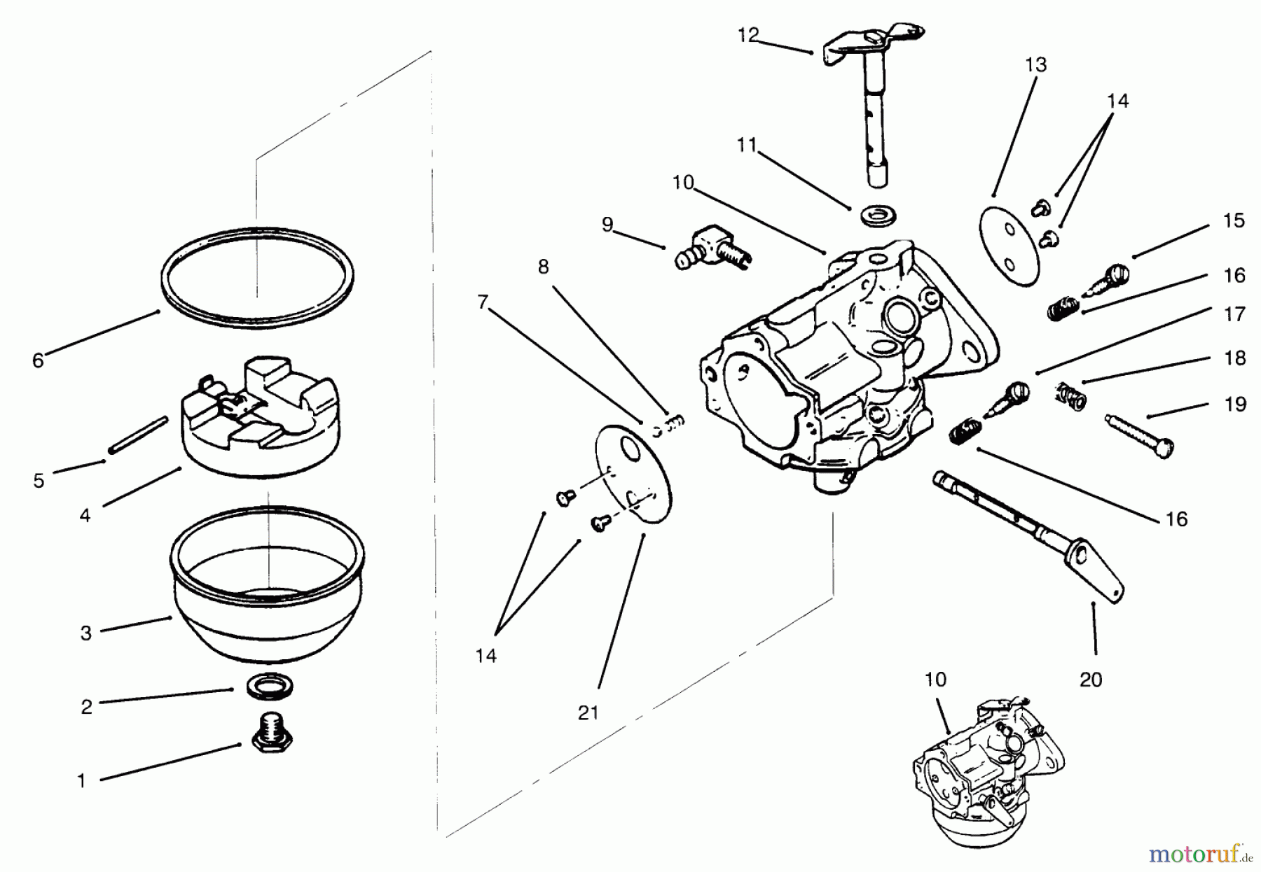  Toro Neu Mowers, Lawn & Garden Tractor Seite 1 73402 (314-8) - Toro 314-8 Garden Tractor, 1996 (6900001-6999999) CARBURETOR