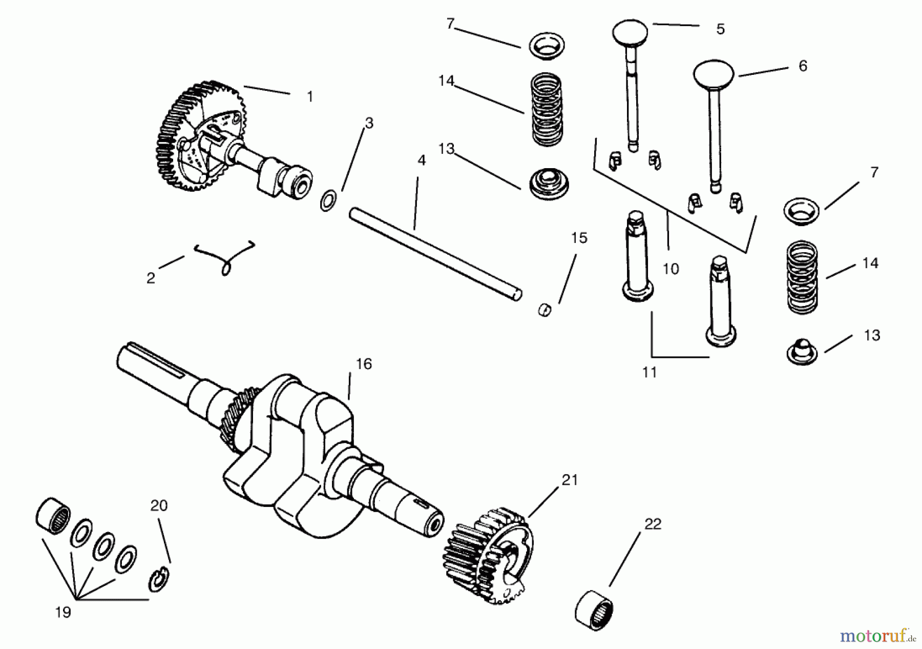  Toro Neu Mowers, Lawn & Garden Tractor Seite 1 73403 (314-H) - Toro 314-H Garden Tractor, 1997 (7900001-7999999) CAMSHAFT, CRANKSHAFT AND VALVES