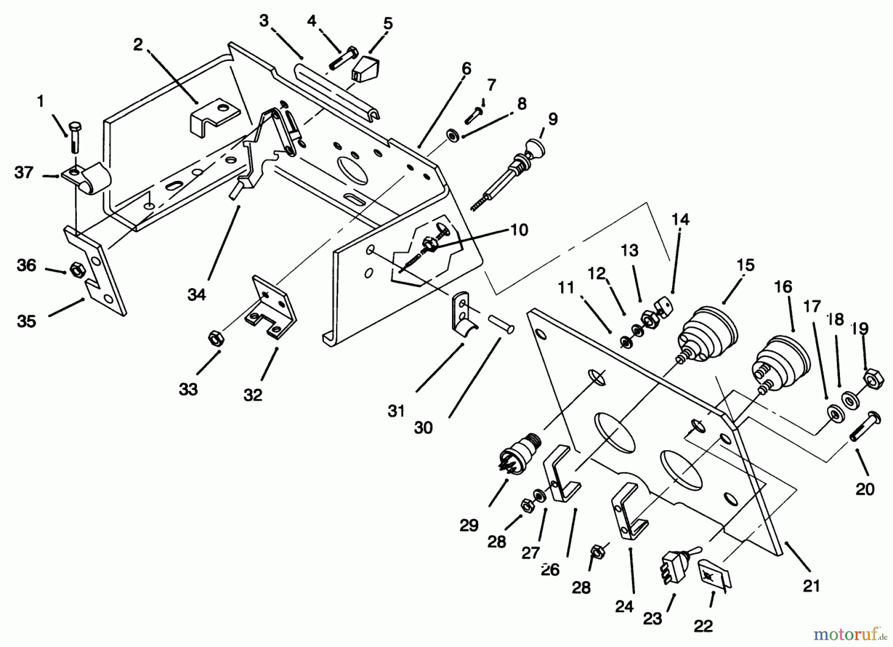  Toro Neu Mowers, Lawn & Garden Tractor Seite 1 73420 (416-8) - Toro 416-8 Garden Tractor, 1995 (5900615-5900714) CONTROL PANEL