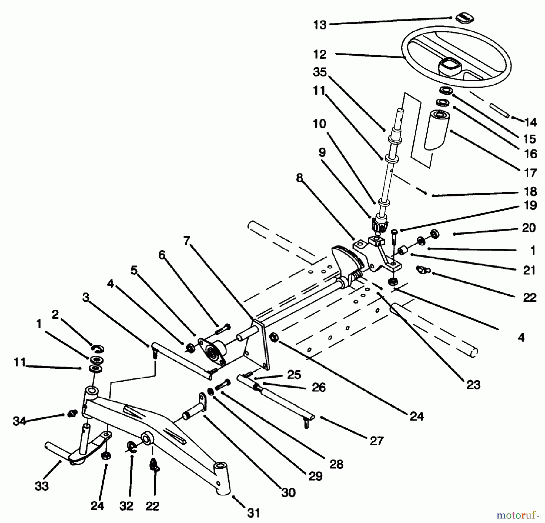  Toro Neu Mowers, Lawn & Garden Tractor Seite 1 73420 (416-8) - Toro 416-8 Garden Tractor, 1995 (5900615-5900714) FRONT AXLE AND STEERING