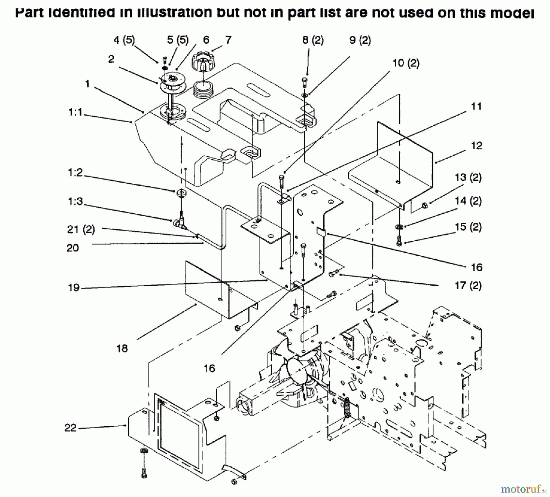  Toro Neu Mowers, Lawn & Garden Tractor Seite 1 73423 (416-H) - Toro 416-H Garden Tractor, 1996 (6900001-6999999) FUEL TANK