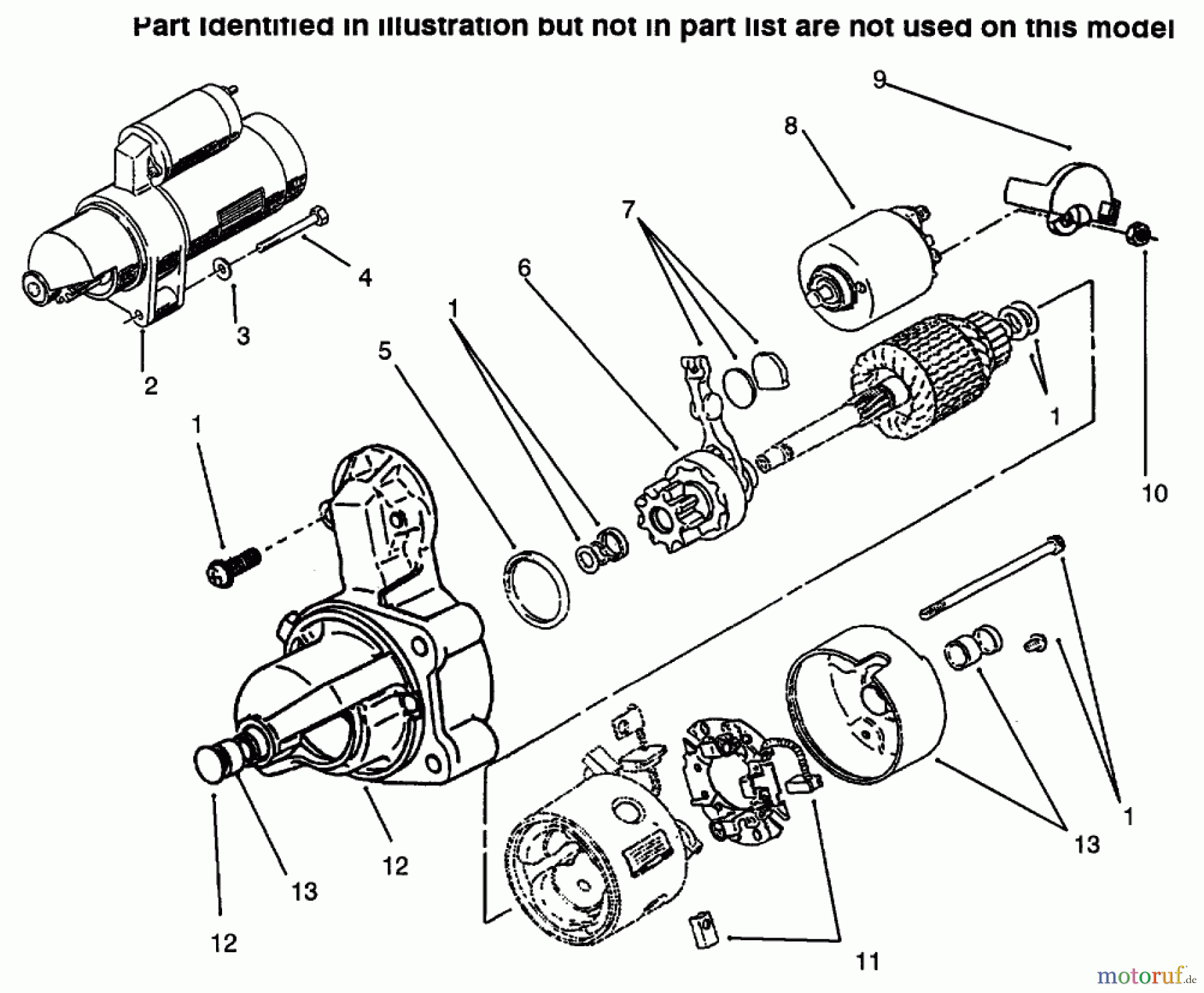  Toro Neu Mowers, Lawn & Garden Tractor Seite 1 73423 (416-H) - Toro 416-H Garden Tractor, 1996 (6900001-6999999) STARTER