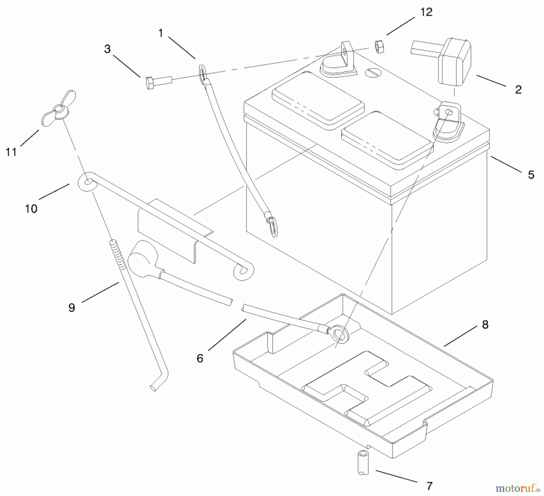  Toro Neu Mowers, Lawn & Garden Tractor Seite 1 73449 (314-8) - Toro 314-8 Garden Tractor, 1999 (9900001-9999999) BATTERY ASSEMBLY