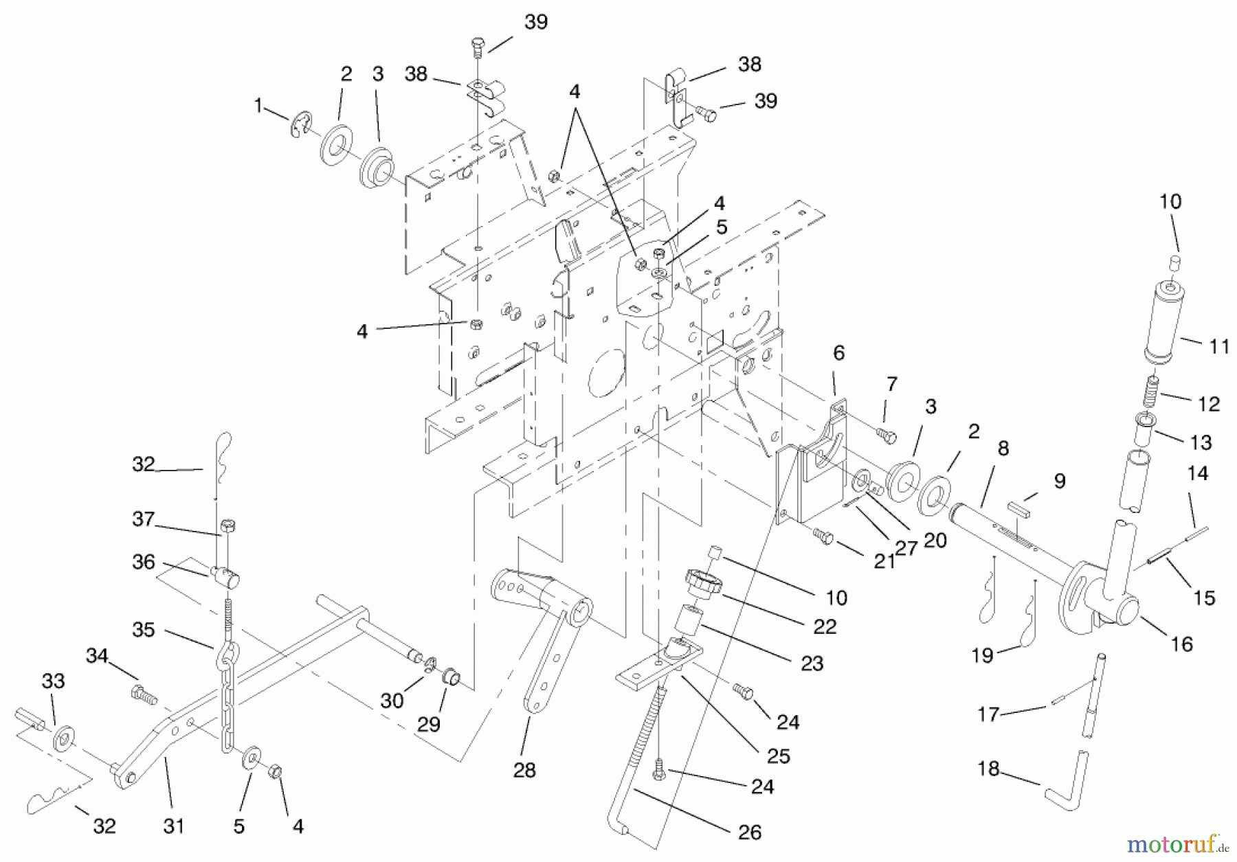  Toro Neu Mowers, Lawn & Garden Tractor Seite 1 73429 (312-8) - Toro 312-8 Garden Tractor, 1999 (9900001-9999999) MANUAL LIFT SYSTEM ASSEMBLY