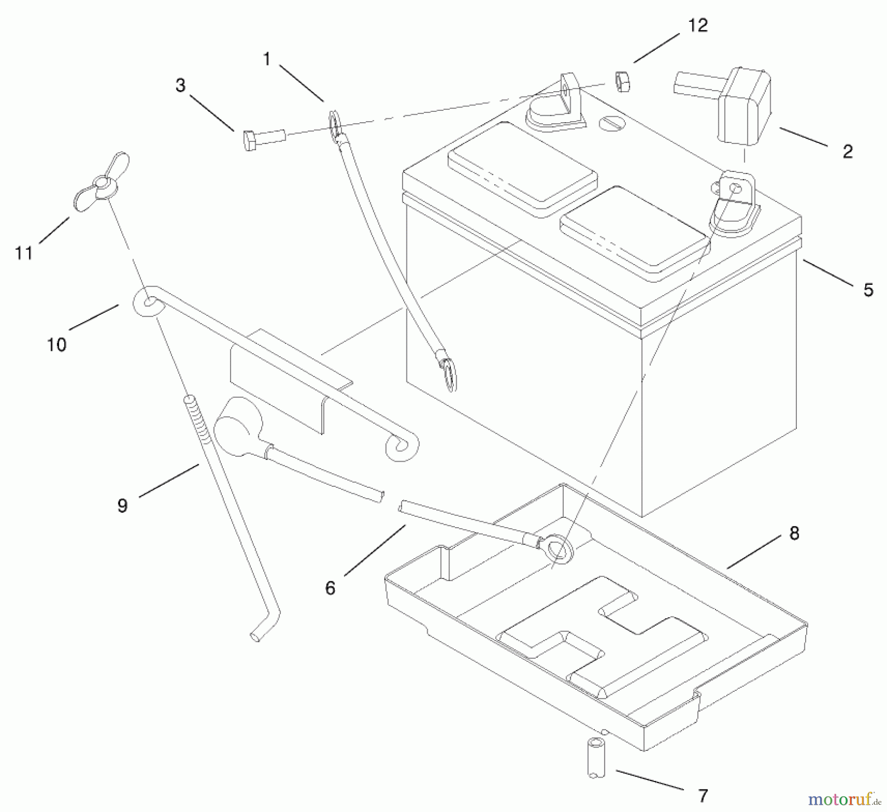  Toro Neu Mowers, Lawn & Garden Tractor Seite 1 73429 (312-8) - Toro 312-8 Garden Tractor, 2000 (200000001-200999999) BATTERY ASSEMBLY