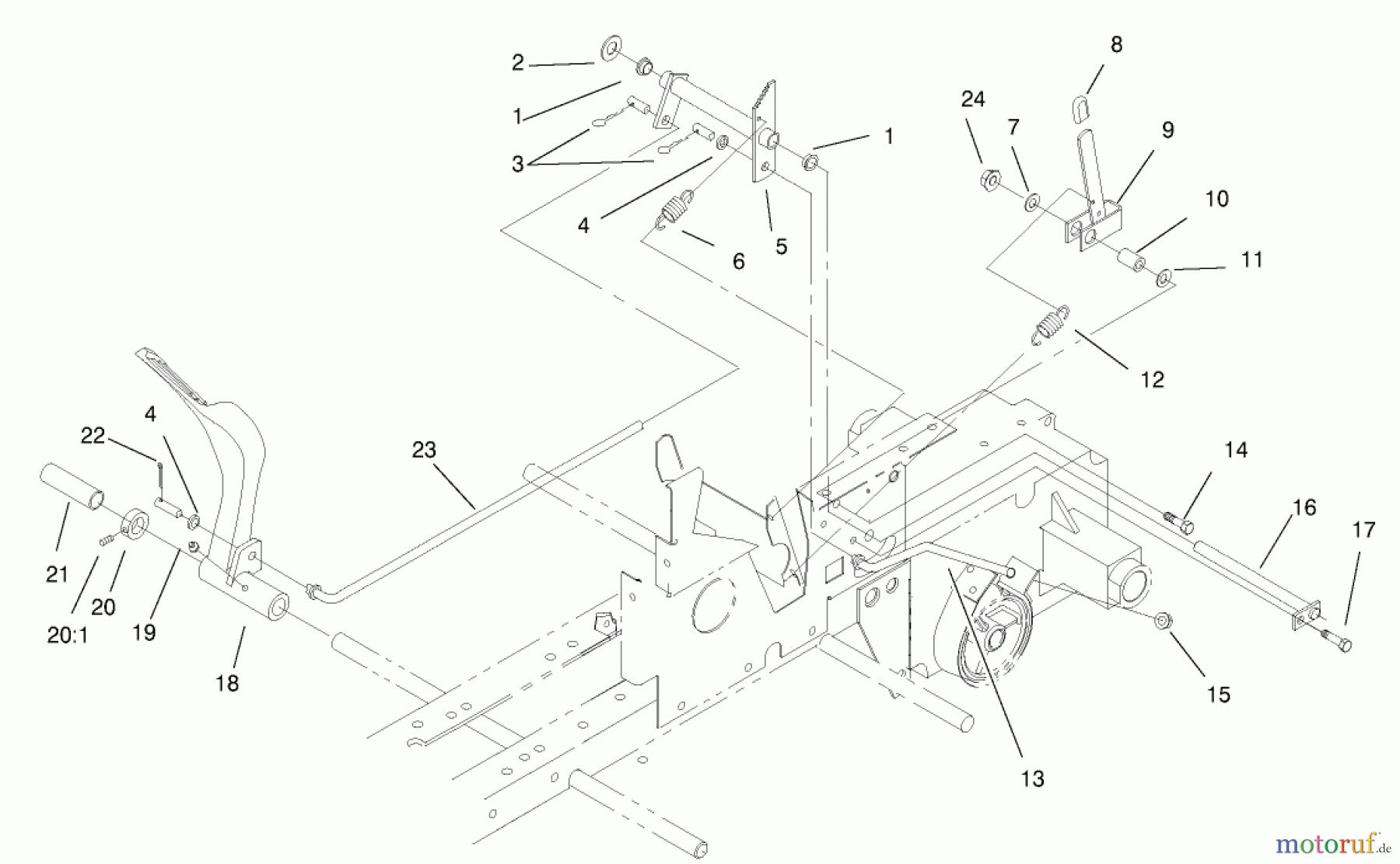  Toro Neu Mowers, Lawn & Garden Tractor Seite 1 73429 (312-8) - Toro 312-8 Garden Tractor, 2000 (200000001-200999999) BRAKE SYSTEM ASSEMBLY