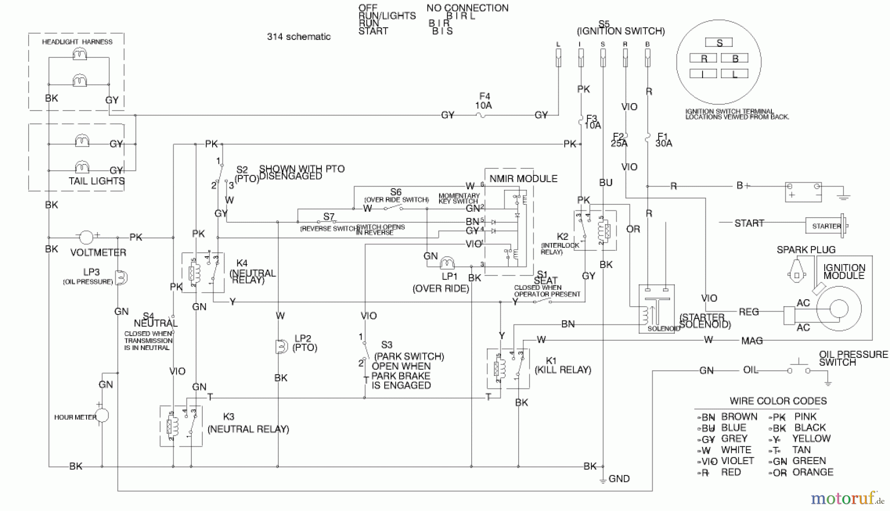  Toro Neu Mowers, Lawn & Garden Tractor Seite 1 73429 (312-8) - Toro 312-8 Garden Tractor, 2000 (200000001-200999999) ELECTRICAL SCHEMATIC (MODEL 73449 ONLY)