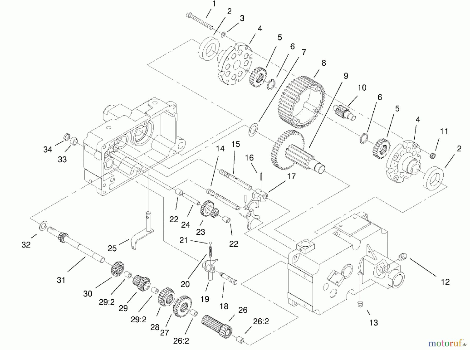  Toro Neu Mowers, Lawn & Garden Tractor Seite 1 73429 (312-8) - Toro 312-8 Garden Tractor, 2000 (200000001-200999999) TRANSMISSION 8-SPEED 8 PINION (MODEL 73449 ONLY) #2