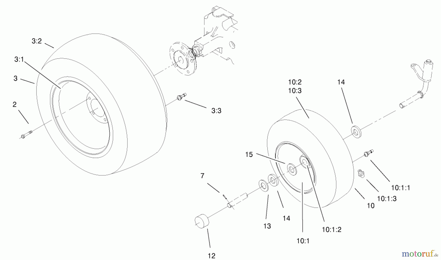  Toro Neu Mowers, Lawn & Garden Tractor Seite 1 73429 (312-8) - Toro 312-8 Garden Tractor, 2000 (200000001-200999999) WHEELS ASSEMBLY