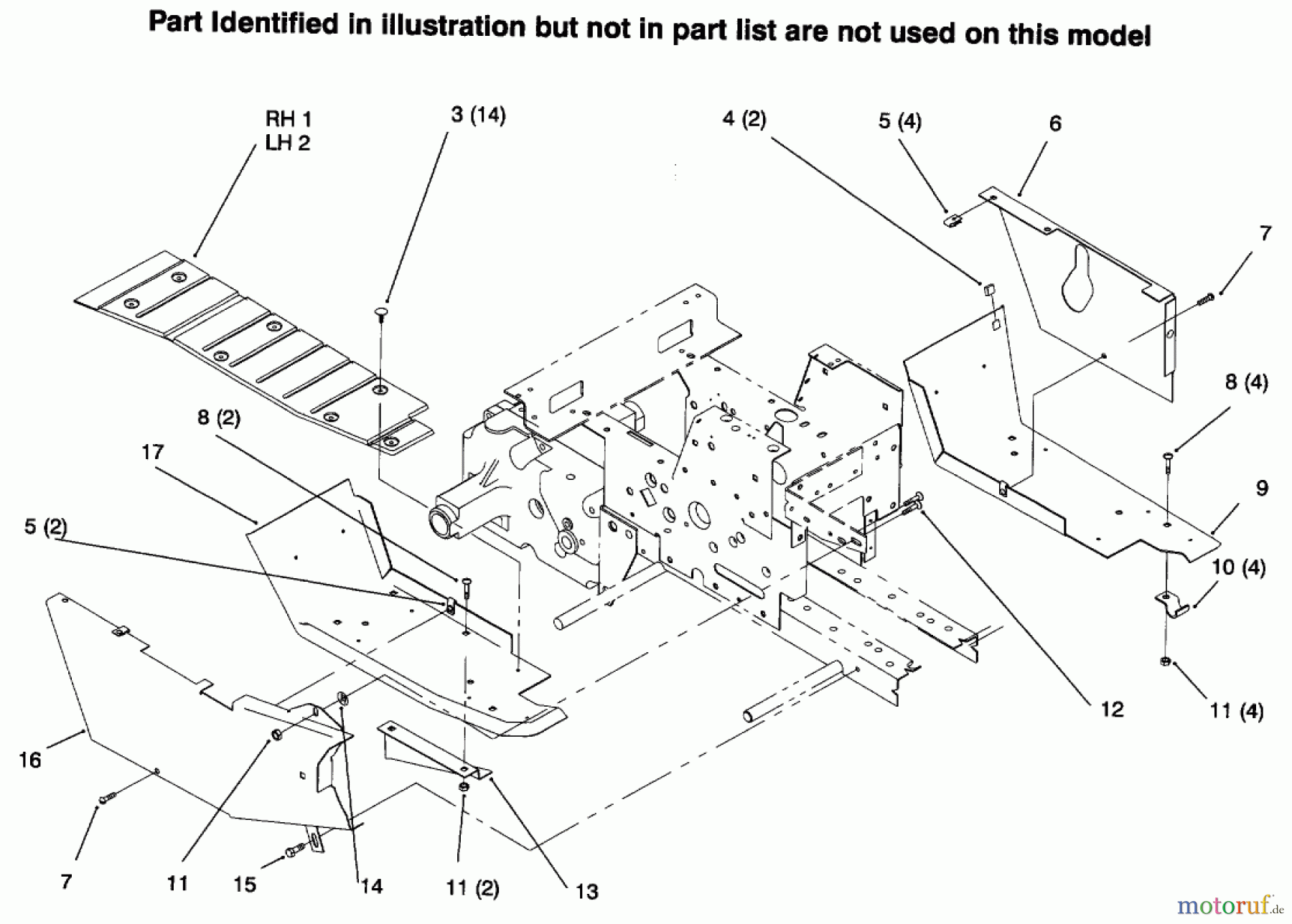  Toro Neu Mowers, Lawn & Garden Tractor Seite 1 73441 (416-8) - Toro 416-8 Garden Tractor, 1996 (69000001-69999999) FOOTRESTS