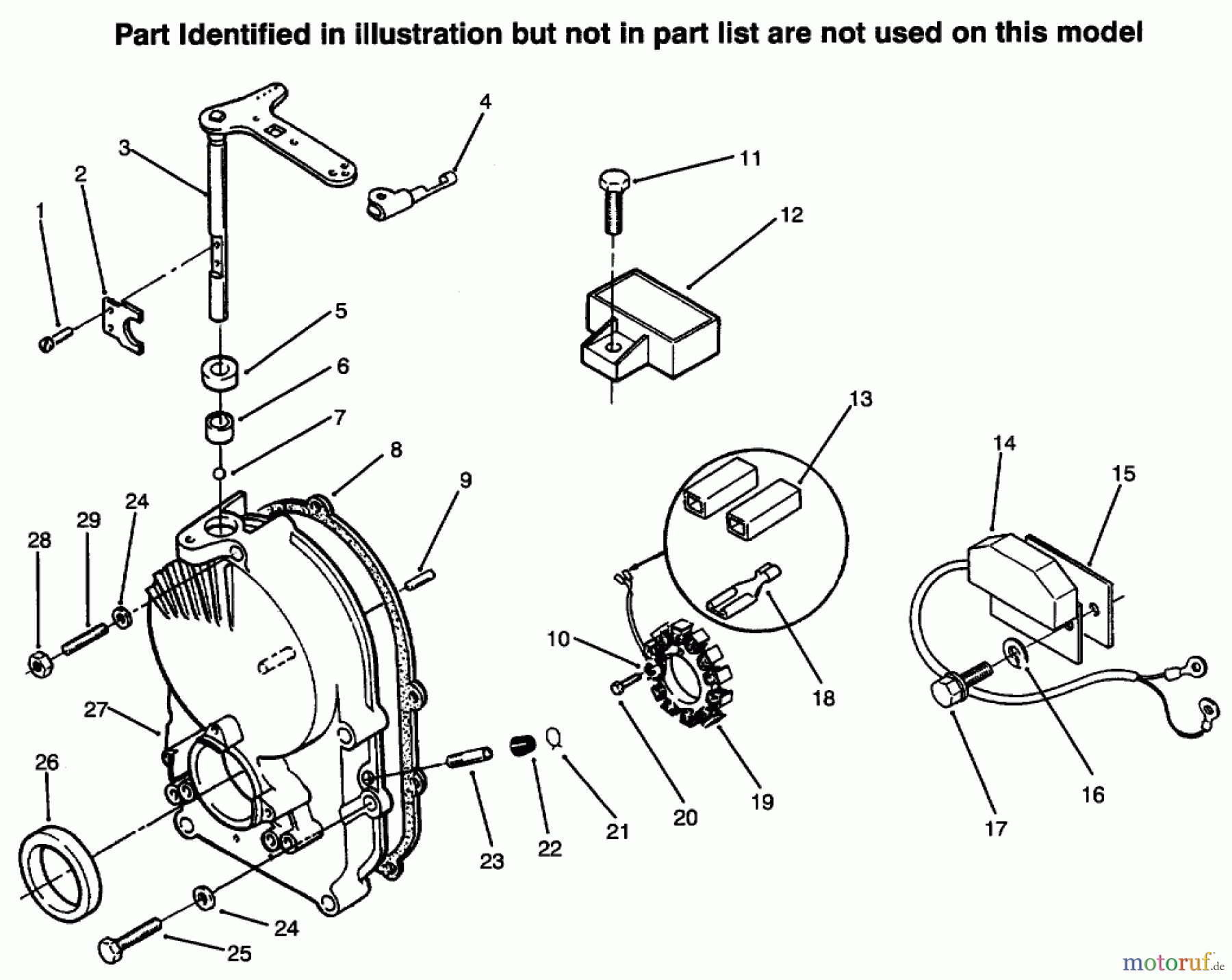  Toro Neu Mowers, Lawn & Garden Tractor Seite 1 73441 (416-8) - Toro 416-8 Garden Tractor, 1996 (69000001-69999999) GEAR CASE & IGNITION CONTROLS