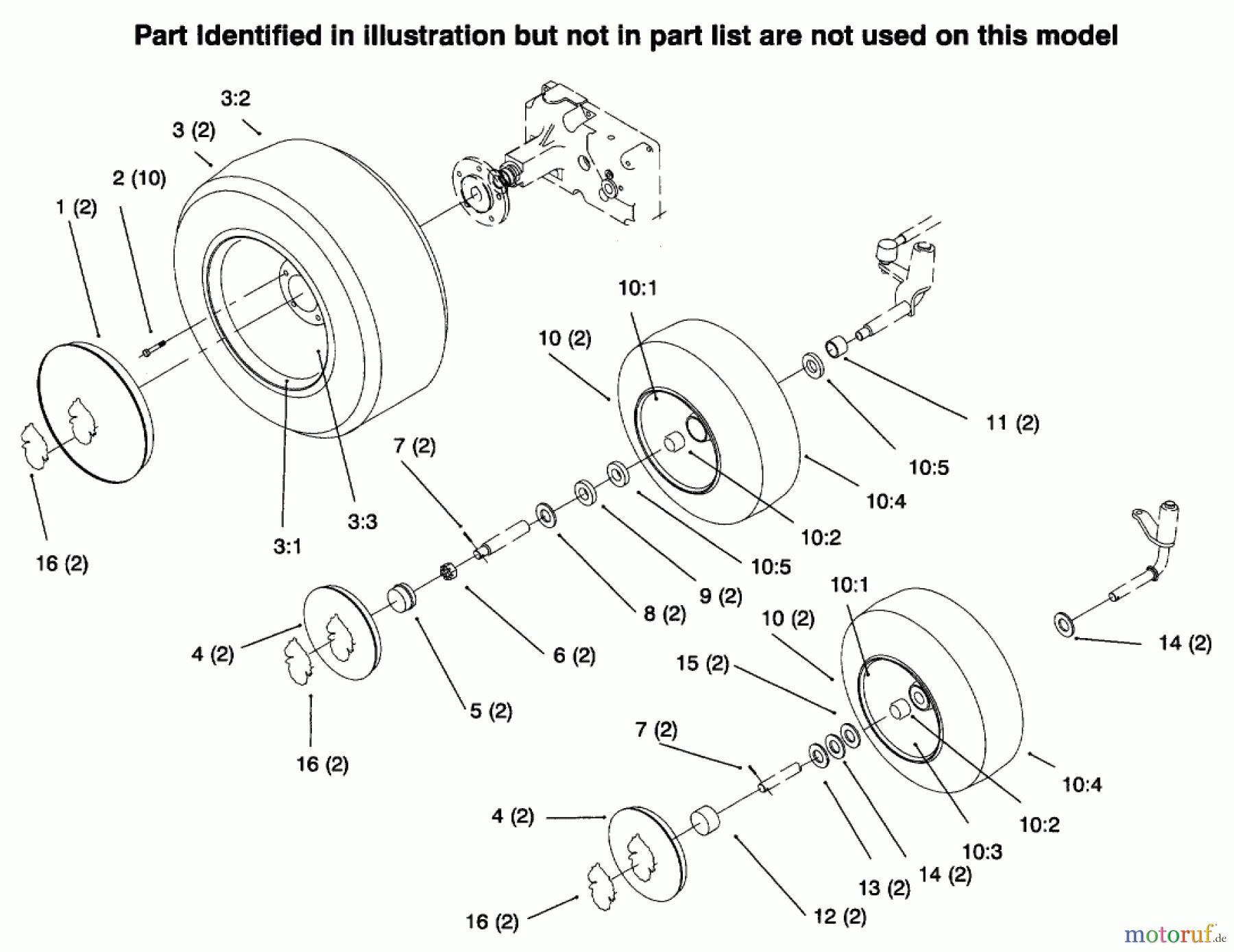  Toro Neu Mowers, Lawn & Garden Tractor Seite 1 73441 (416-8) - Toro 416-8 Garden Tractor, 1996 (69000001-69999999) WHEELS AND TIRE