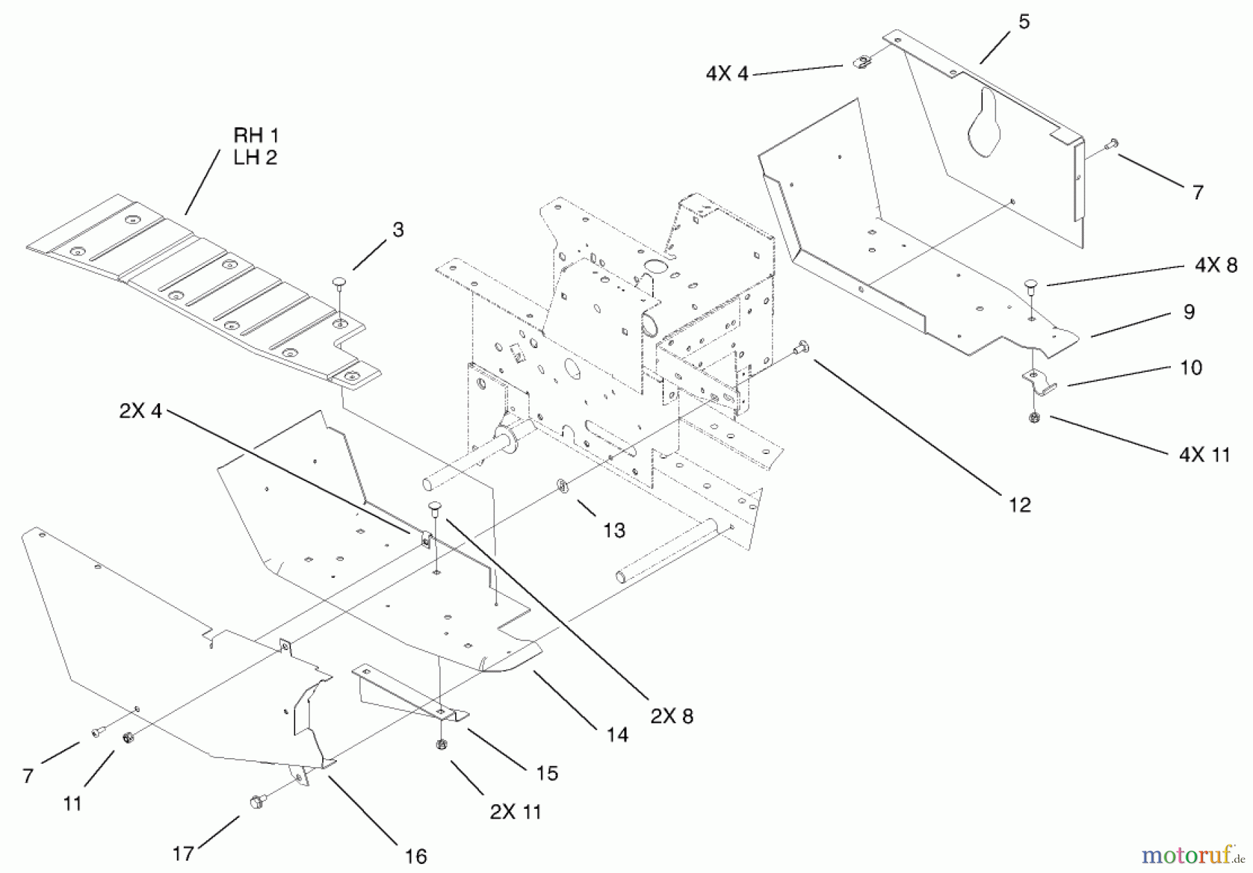  Toro Neu Mowers, Lawn & Garden Tractor Seite 1 73450 (315-8) - Toro 315-8 Garden Tractor, 2002 (220000001-220999999) FOOTREST AND HOODSTAND SIDE COVER ASSEMBLY