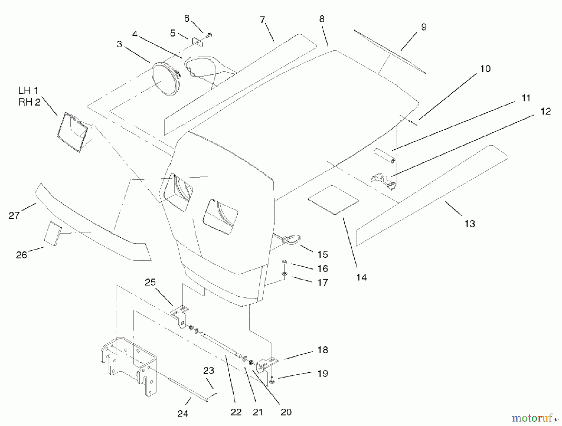  Toro Neu Mowers, Lawn & Garden Tractor Seite 1 73450 (315-8) - Toro 315-8 Garden Tractor, 2003 (230000001-230999999) HOOD ASSEMBLY