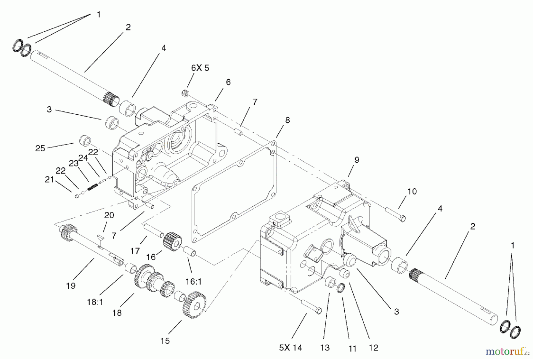  Toro Neu Mowers, Lawn & Garden Tractor Seite 1 73450 - Toro GT Classic Garden Tractor, 2007 (270000001-270999999) TRANSMISSION CASE ASSEMBLY