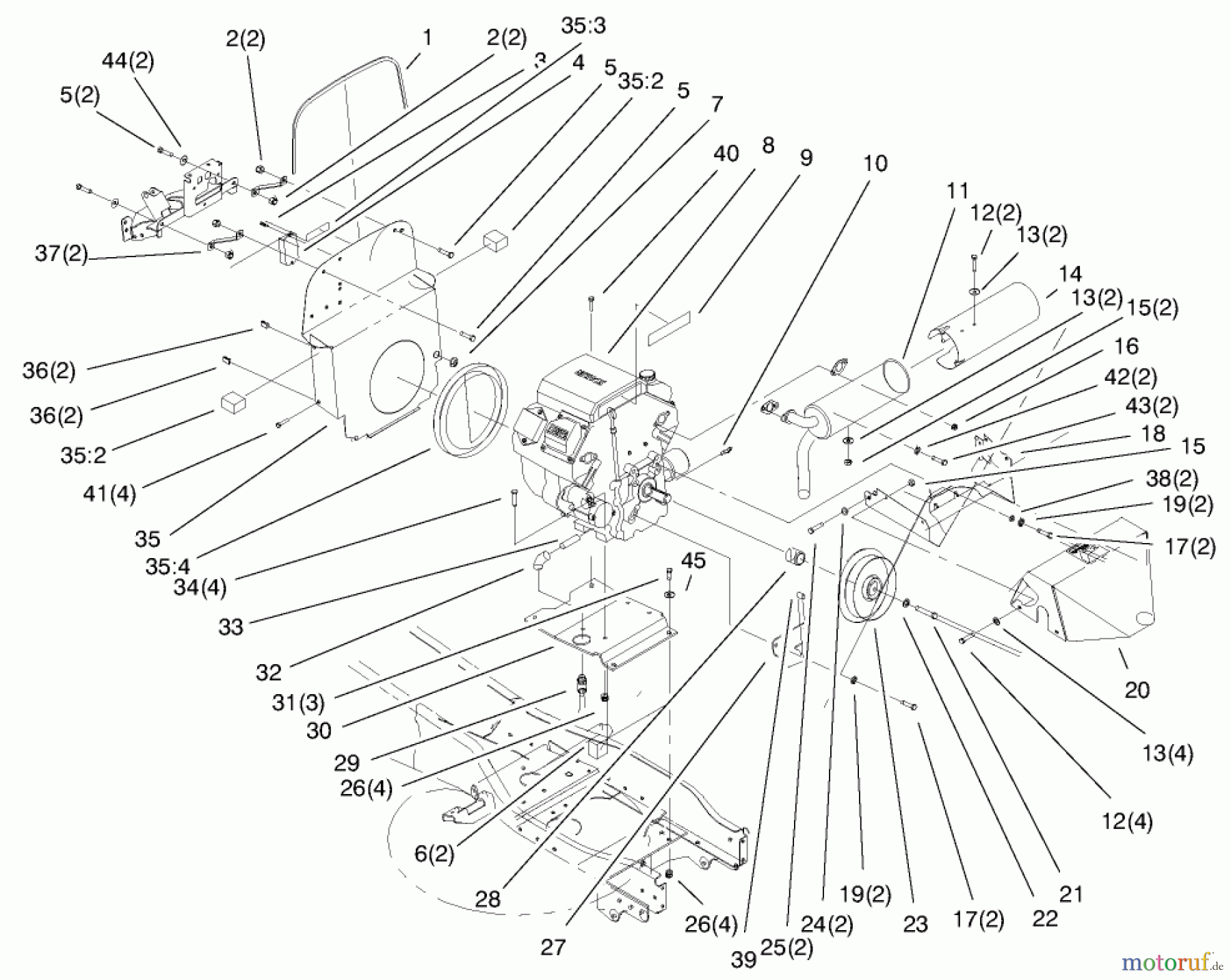  Toro Neu Mowers, Lawn & Garden Tractor Seite 1 73542 (520xi) - Toro 520xi Garden Tractor, 2000 (000000001-000999999) AIR COOLED ENGINE ASSEMBLY