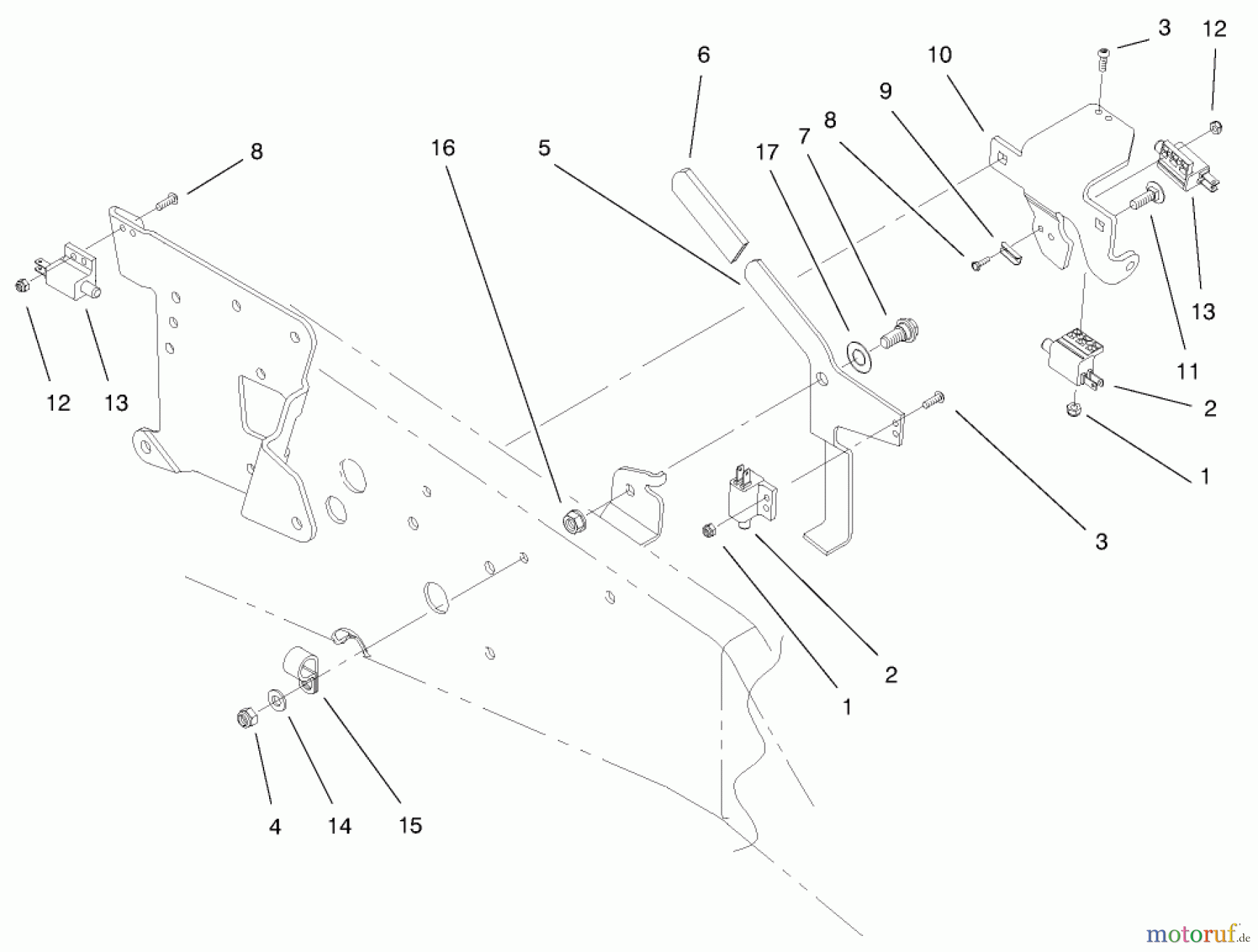  Toro Neu Mowers, Lawn & Garden Tractor Seite 1 73542 (520xi) - Toro 520xi Garden Tractor, 2000 (000000001-000999999) UPPER PARKING BRAKE ASSEMBLY