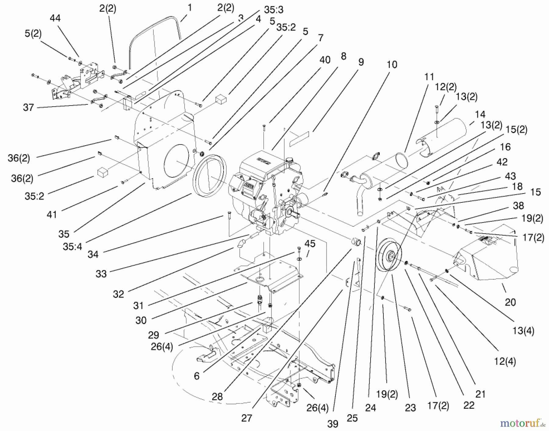  Toro Neu Mowers, Lawn & Garden Tractor Seite 1 73542 (520xi) - Toro 520xi Garden Tractor, 2000 (200000001-200999999) AIR COOLED ENGINE ASSEMBLY