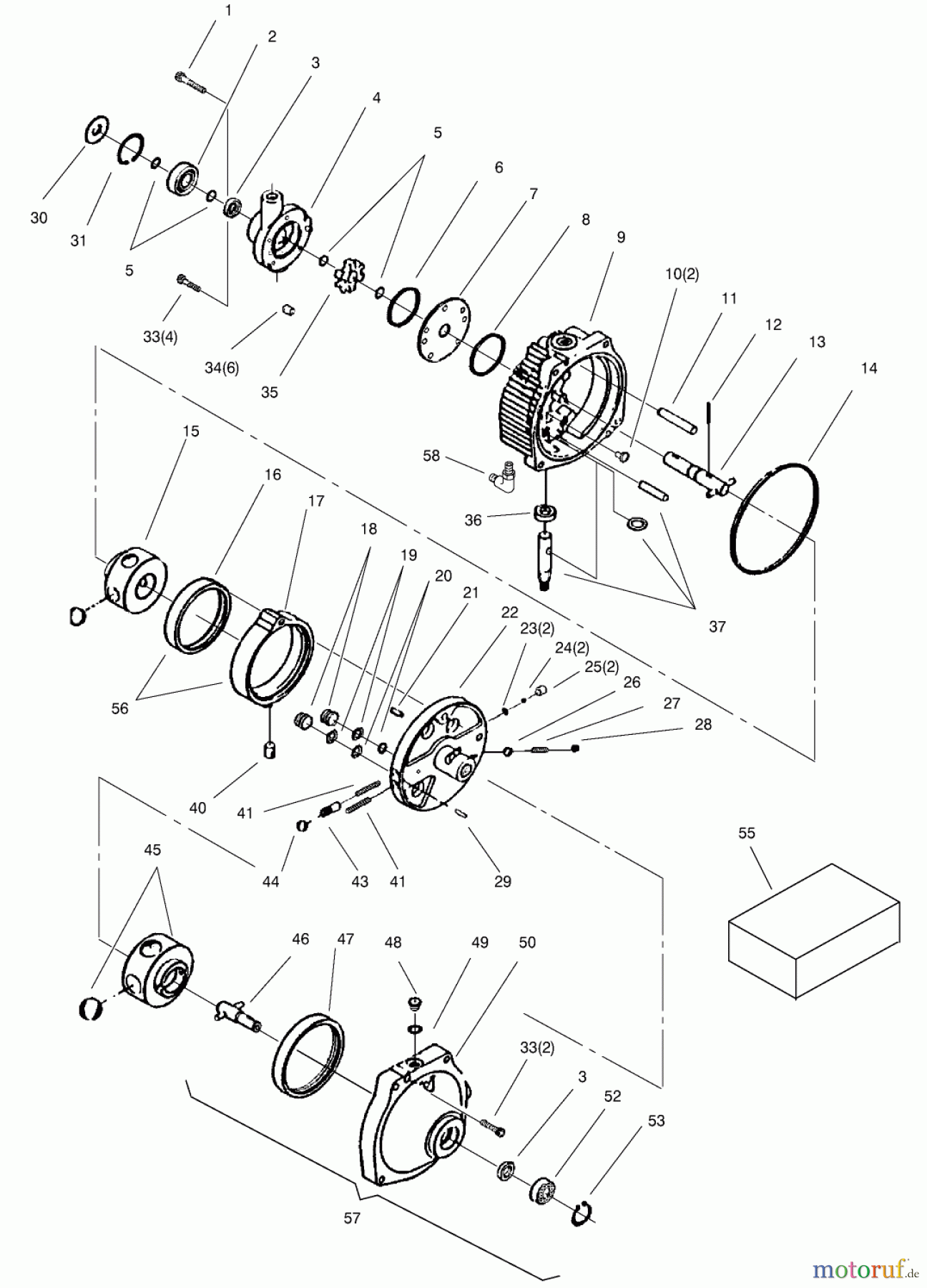  Toro Neu Mowers, Lawn & Garden Tractor Seite 1 73570 (520xi) - Toro 520xi Garden Tractor, 2000 (200000001-200999999) TRANSMISSION ASSEMBLY