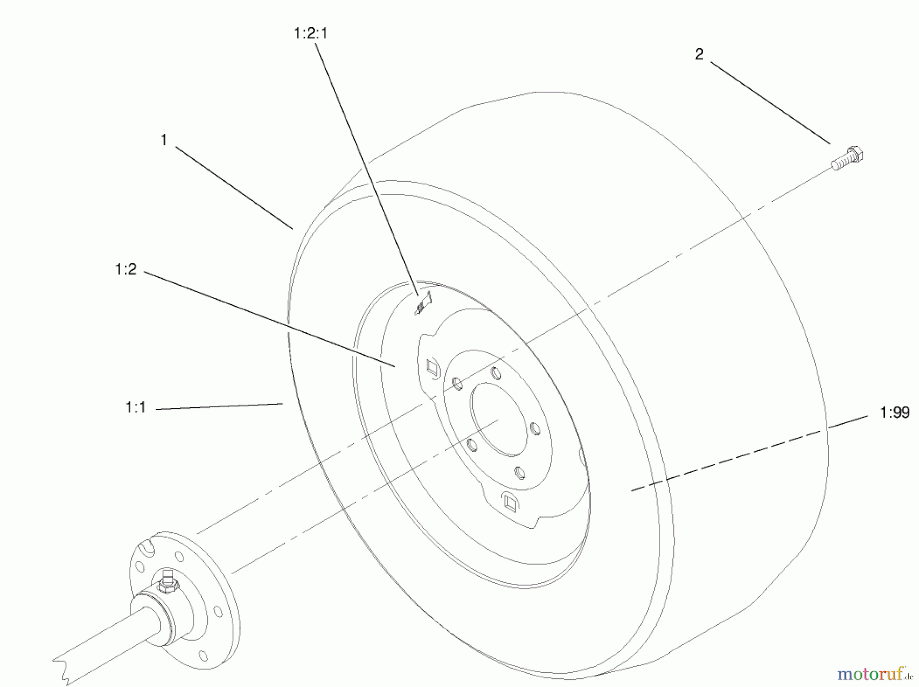  Toro Neu Mowers, Lawn & Garden Tractor Seite 1 73570 (520xi) - Toro 520xi Garden Tractor, 2000 (200000001-200999999) WHEEL ASSEMBLY