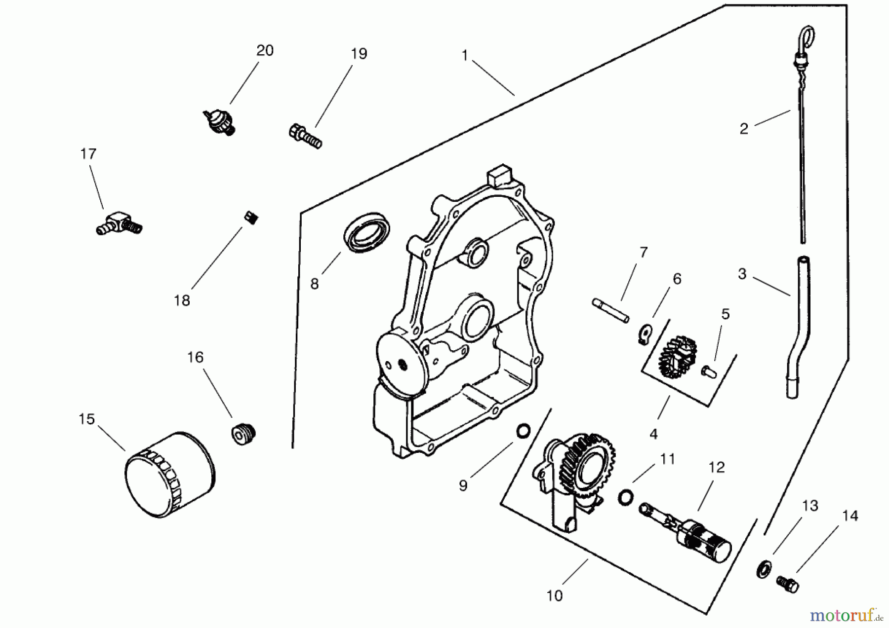  Toro Neu Mowers, Lawn & Garden Tractor Seite 1 73570 (520xi) - Toro 520xi Garden Tractor, 2002 (220000001-220999999) GROUP 3-OIL PAN/LUBRICATION (MODEL 73542 & 73570)