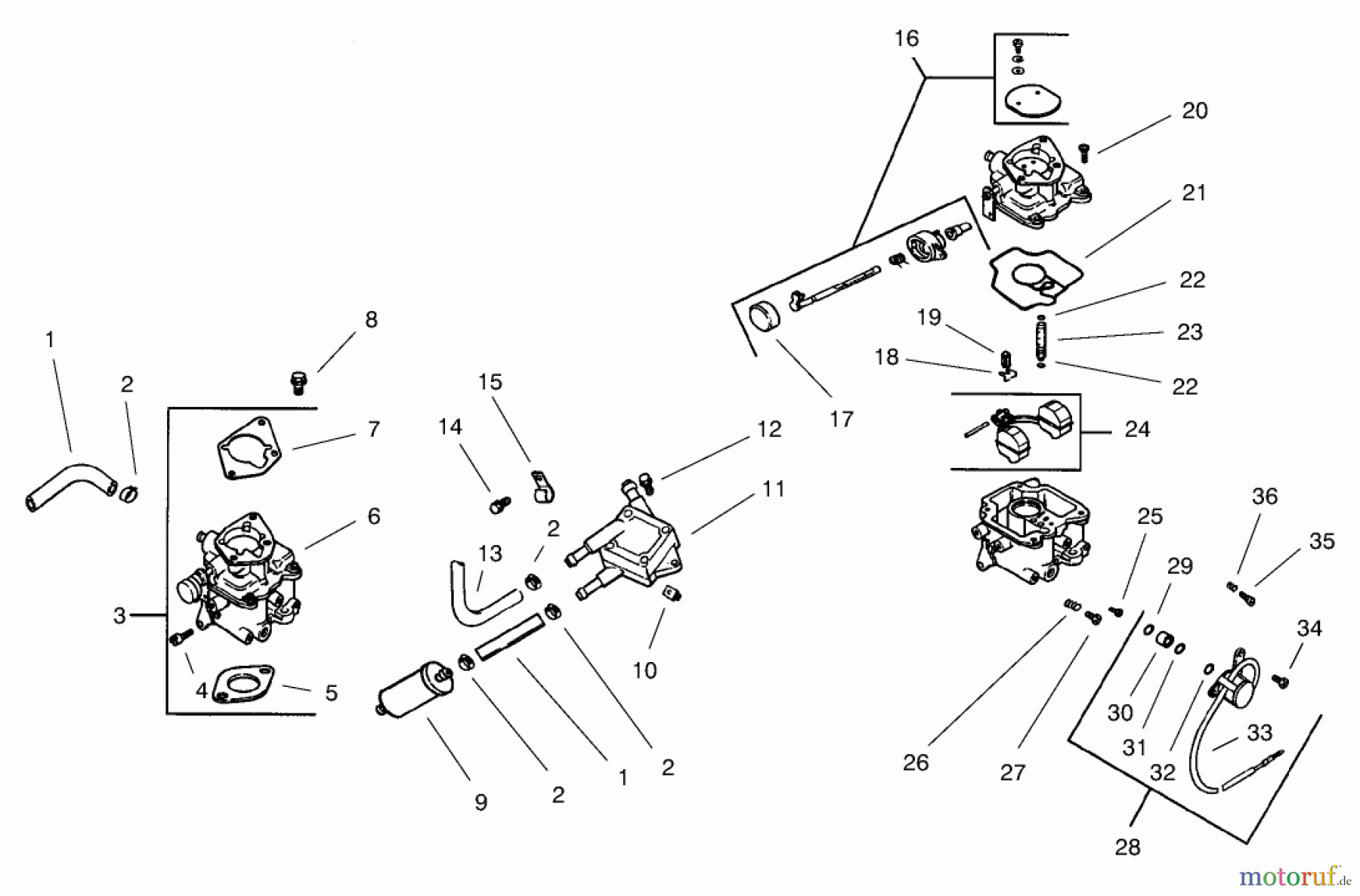  Toro Neu Mowers, Lawn & Garden Tractor Seite 1 73542 (520xi) - Toro 520xi Garden Tractor, 2002 (220000001-220999999) GROUP 8-FUEL SYSTEM (MODEL 73471 ONLY)