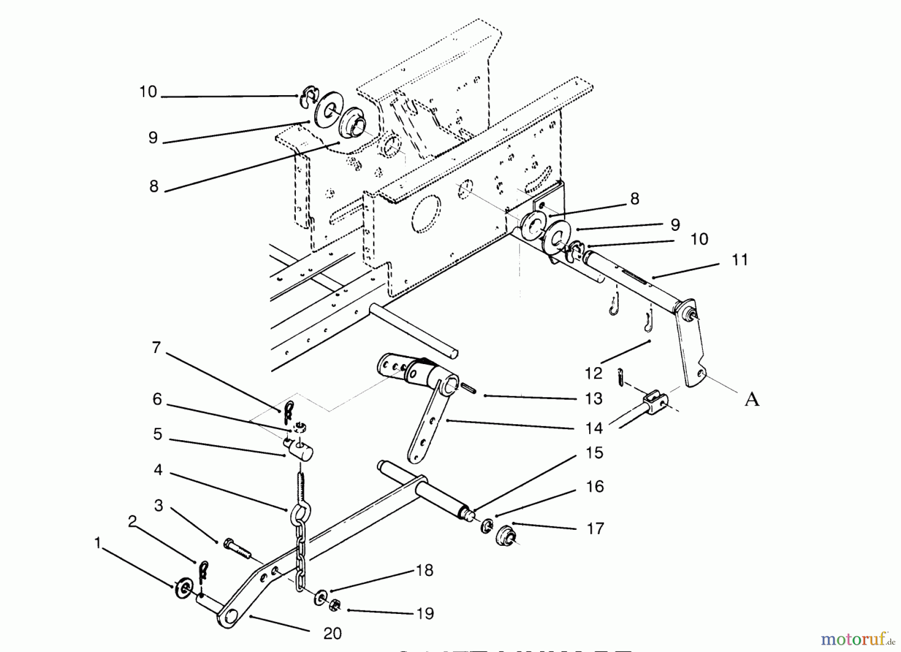  Toro Neu Mowers, Lawn & Garden Tractor Seite 1 73501 (520-H) - Toro 520-H Garden Tractor, 1995 (59000412-59002868) HYDROSTATIC LIFT LINKAGE