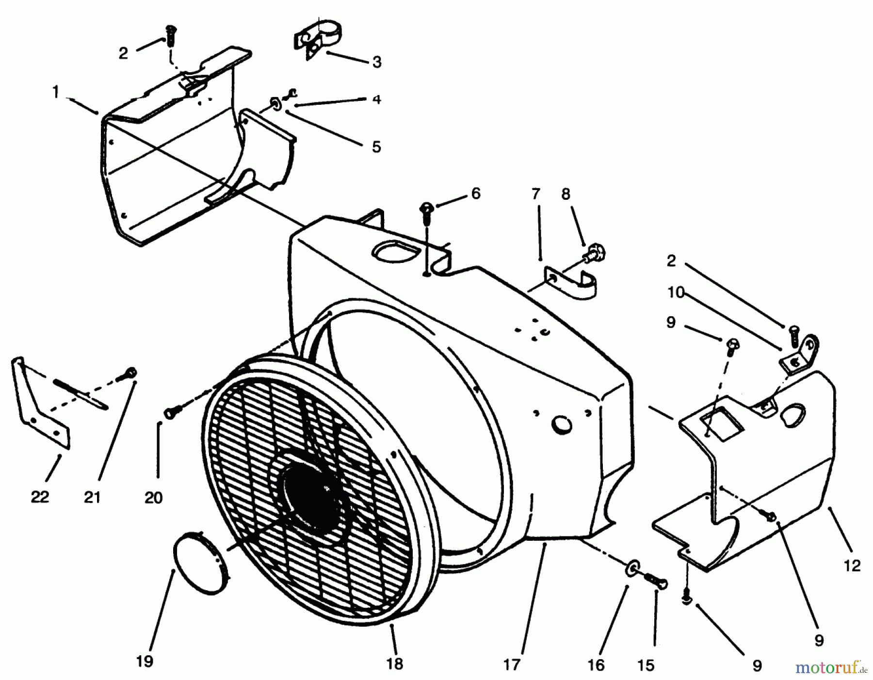  Toro Neu Mowers, Lawn & Garden Tractor Seite 1 73501 (520-H) - Toro 520-H Garden Tractor, 1995 (59002947-59999999) BLOWER HOUSING