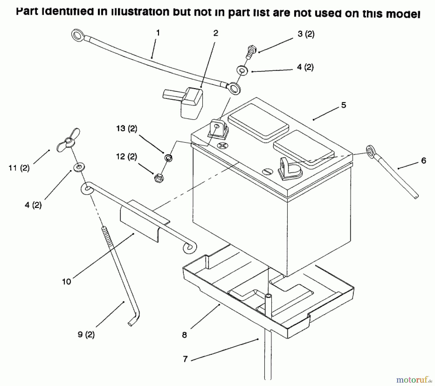  Toro Neu Mowers, Lawn & Garden Tractor Seite 1 73502 (520-H) - Toro 520-H Garden Tractor, 1996 (6900001-6999999) BATTERY