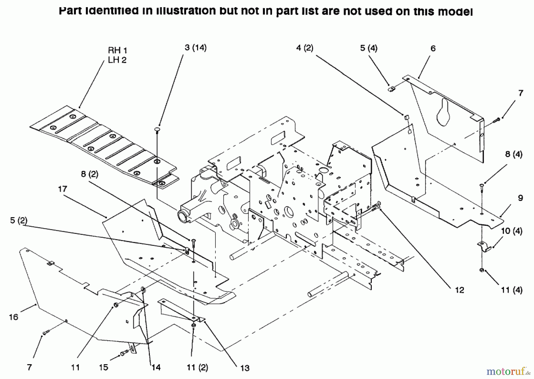  Toro Neu Mowers, Lawn & Garden Tractor Seite 1 73502 (520-H) - Toro 520-H Garden Tractor, 1996 (6900001-6999999) FOOTRESTS