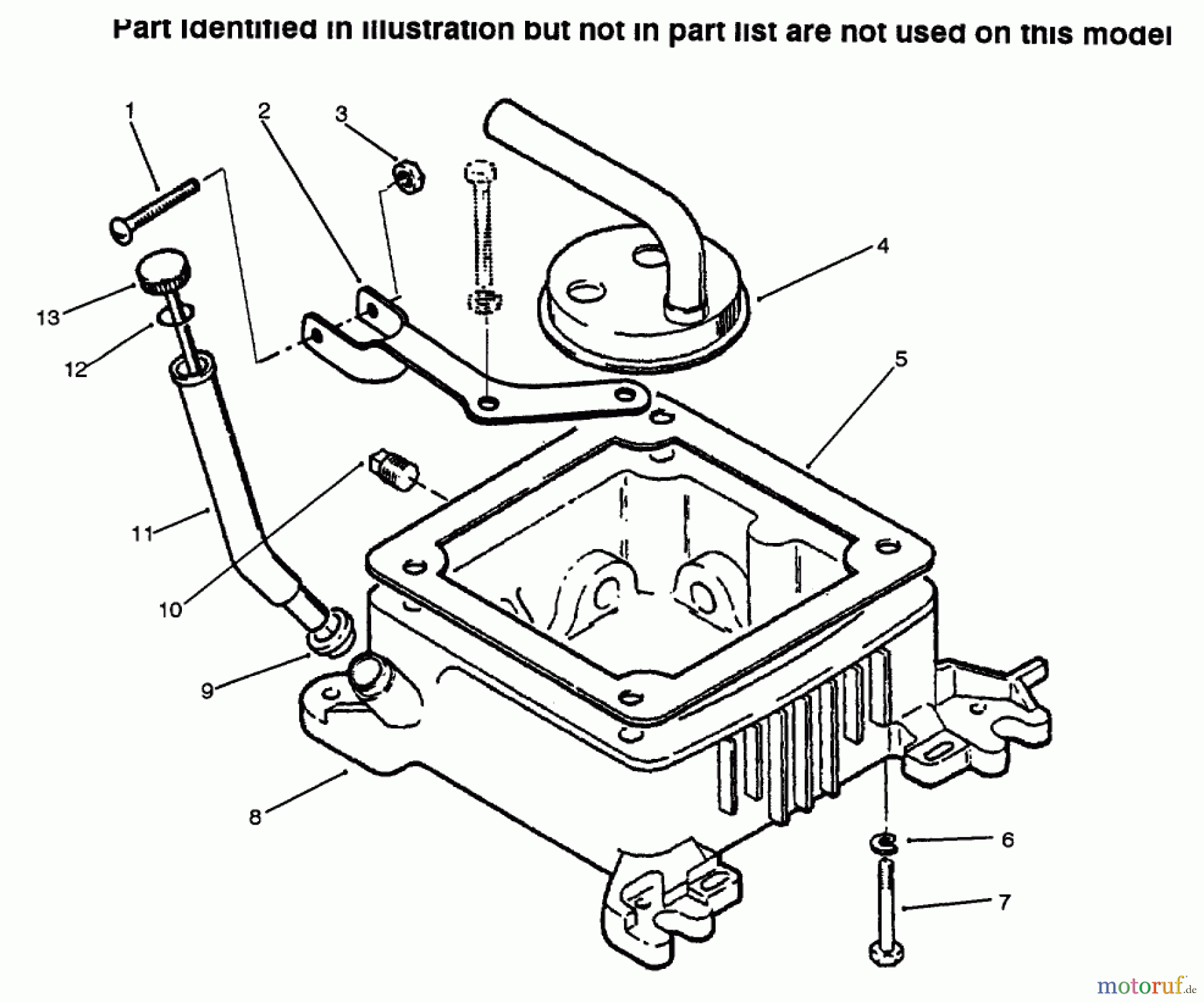  Toro Neu Mowers, Lawn & Garden Tractor Seite 1 73502 (520-H) - Toro 520-H Garden Tractor, 1996 (6900001-6999999) OIL FILL TUBE & BASE