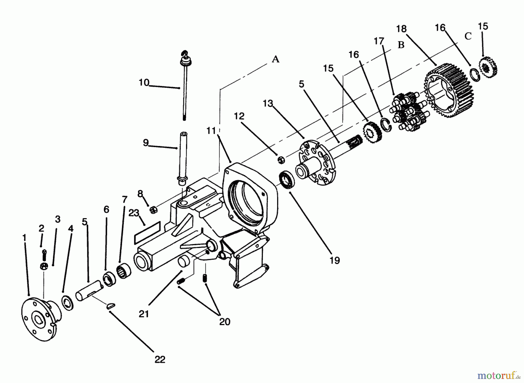  Toro Neu Mowers, Lawn & Garden Tractor Seite 1 73520 (520-H) - Toro 520-H Garden Tractor, 1995 (5900178-5999999) TRANSAXLE ASSEMBLY #1