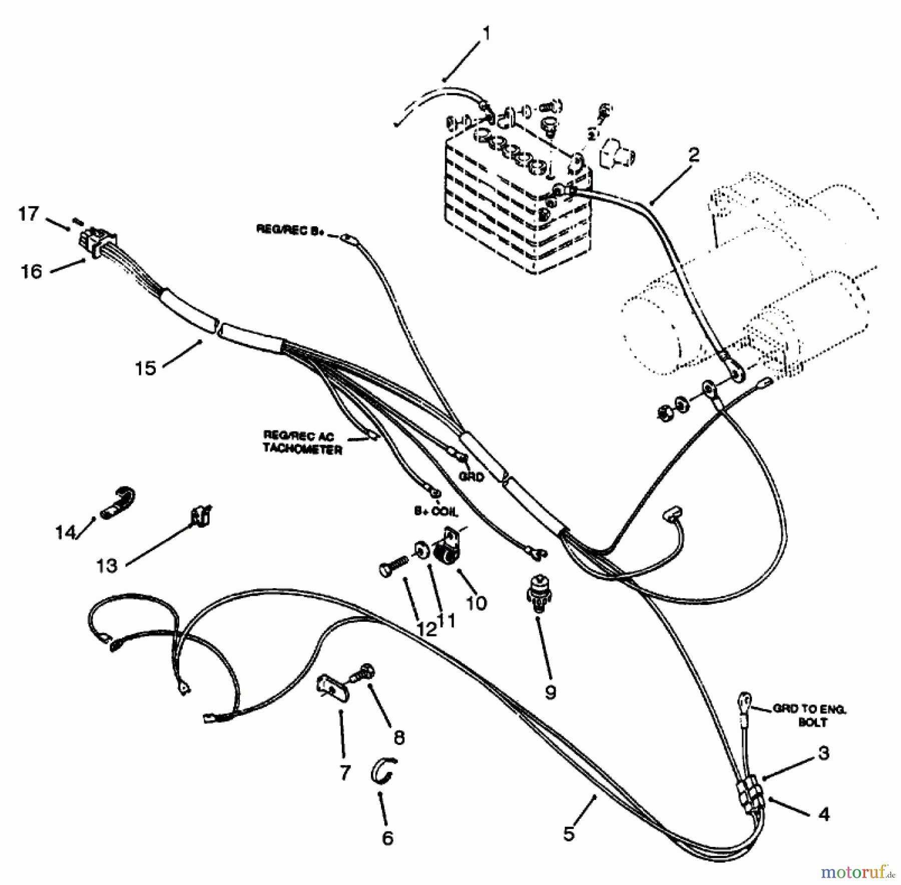  Toro Neu Mowers, Lawn & Garden Tractor Seite 1 73521 (520-H) - Toro 520-H Garden Tractor, 1996 (6900001-6999999) ENGINE WIRE HARNESS