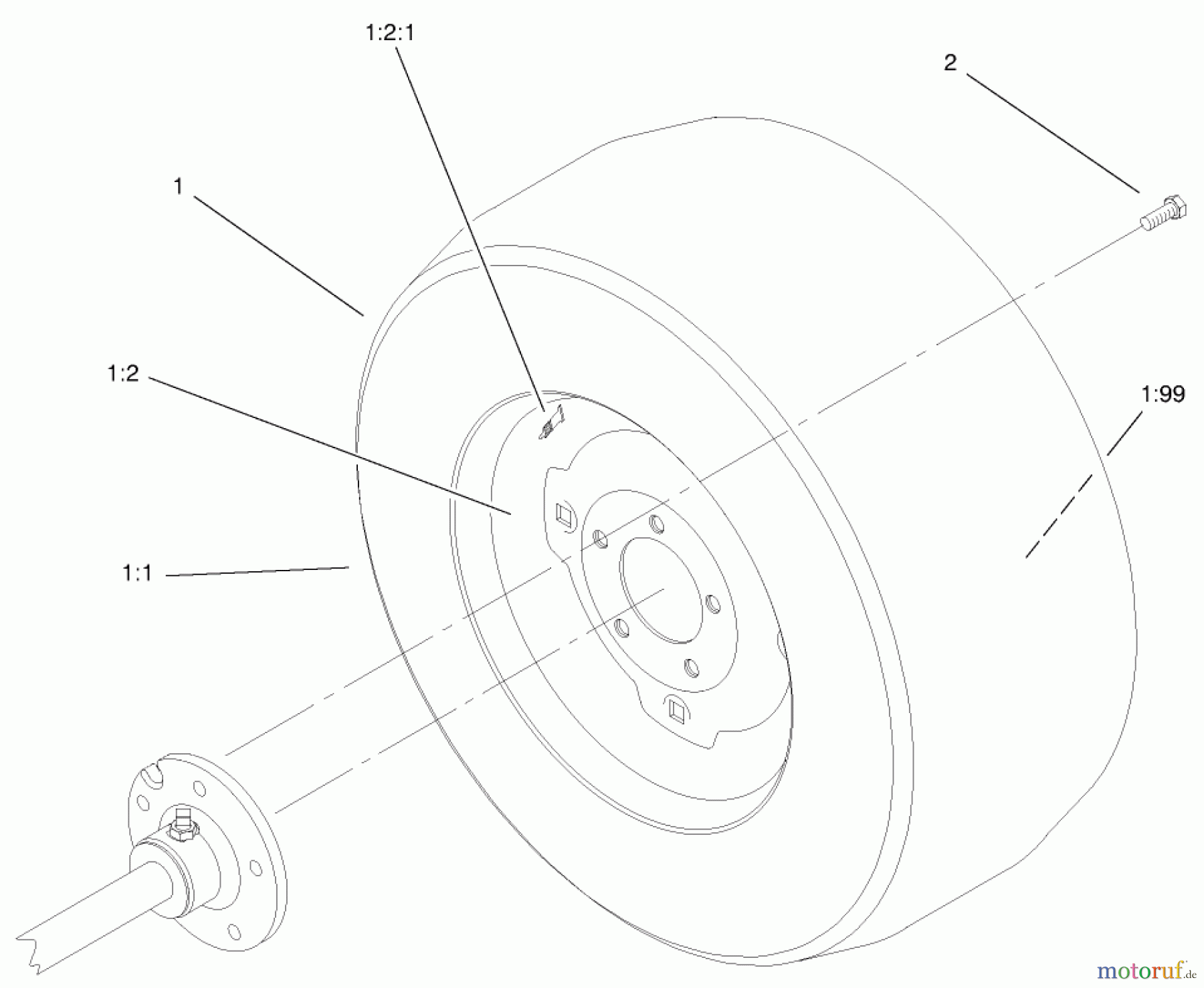  Toro Neu Mowers, Lawn & Garden Tractor Seite 1 73580 (520Lxi) - Toro 520Lxi Garden Tractor, 1999 (9900001-9999999) WHEEL ASSEMBLY