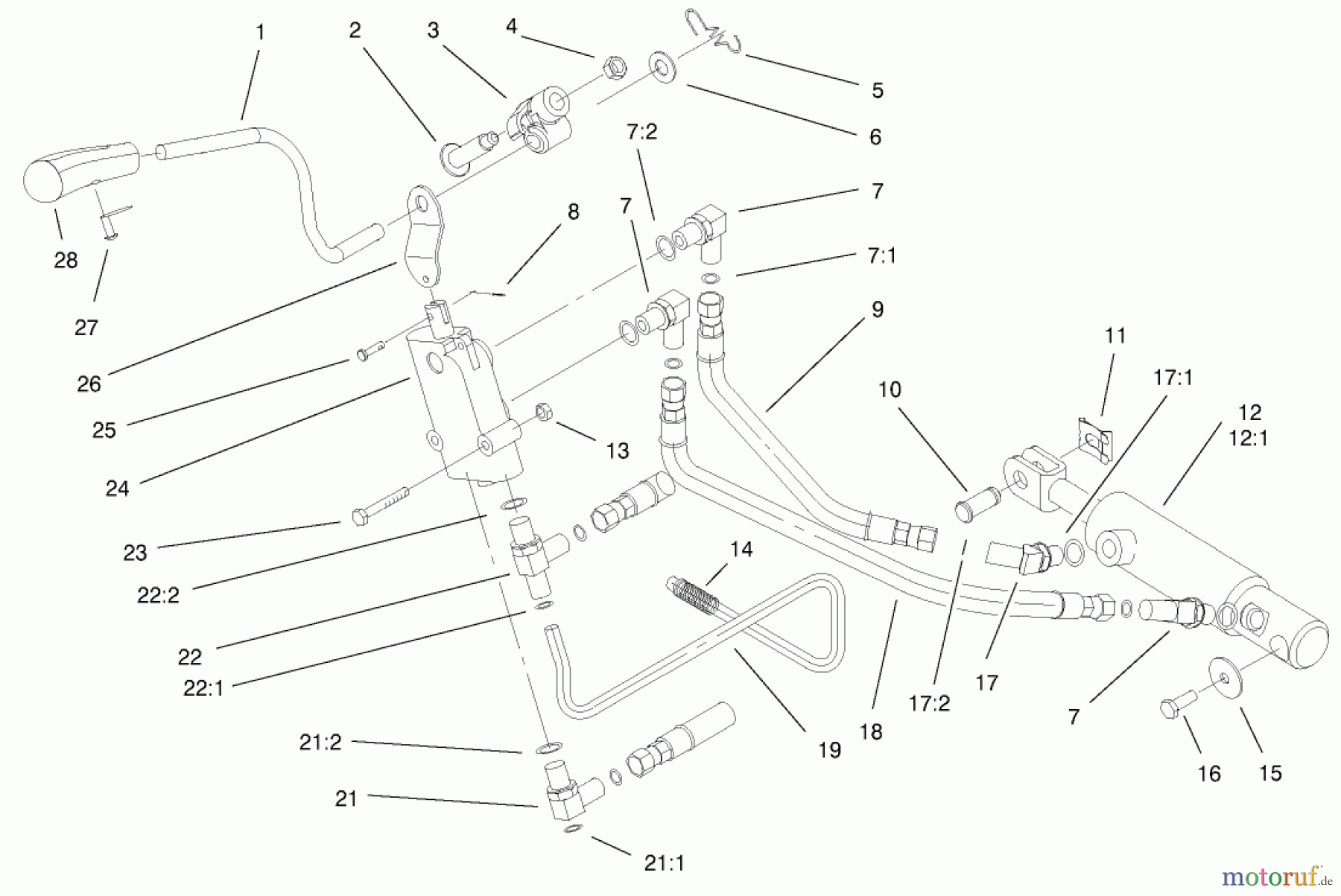  Toro Neu Mowers, Lawn & Garden Tractor Seite 1 73547 (520Lxi) - Toro 520Lxi Garden Tractor, 2000 (200000242-200999999) UPPER HYDRO LIFT ASSEMBLY