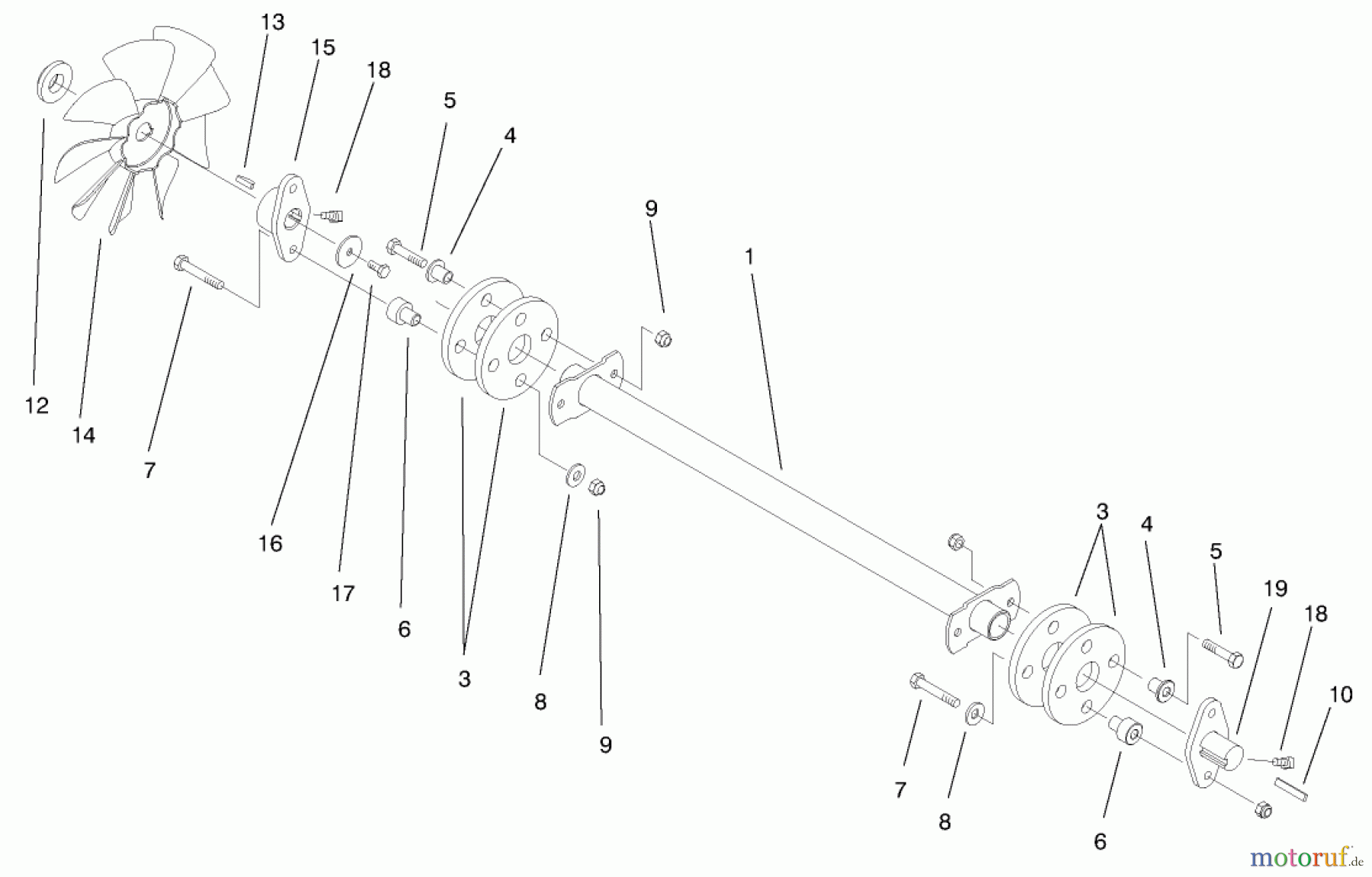  Toro Neu Mowers, Lawn & Garden Tractor Seite 1 73551 (523Dxi) - Toro 523Dxi Garden Tractor, 1998 (8900001-8999999) DRIVE SHAFT ASSEMBLY