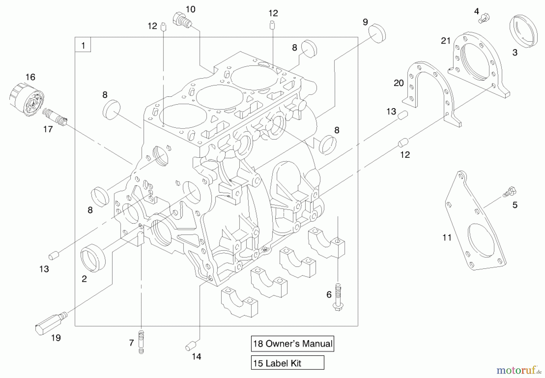  Toro Neu Mowers, Lawn & Garden Tractor Seite 1 73551 (523Dxi) - Toro 523Dxi Garden Tractor, 1998 (8900001-8999999) ENGINE ASSEMBLY #1