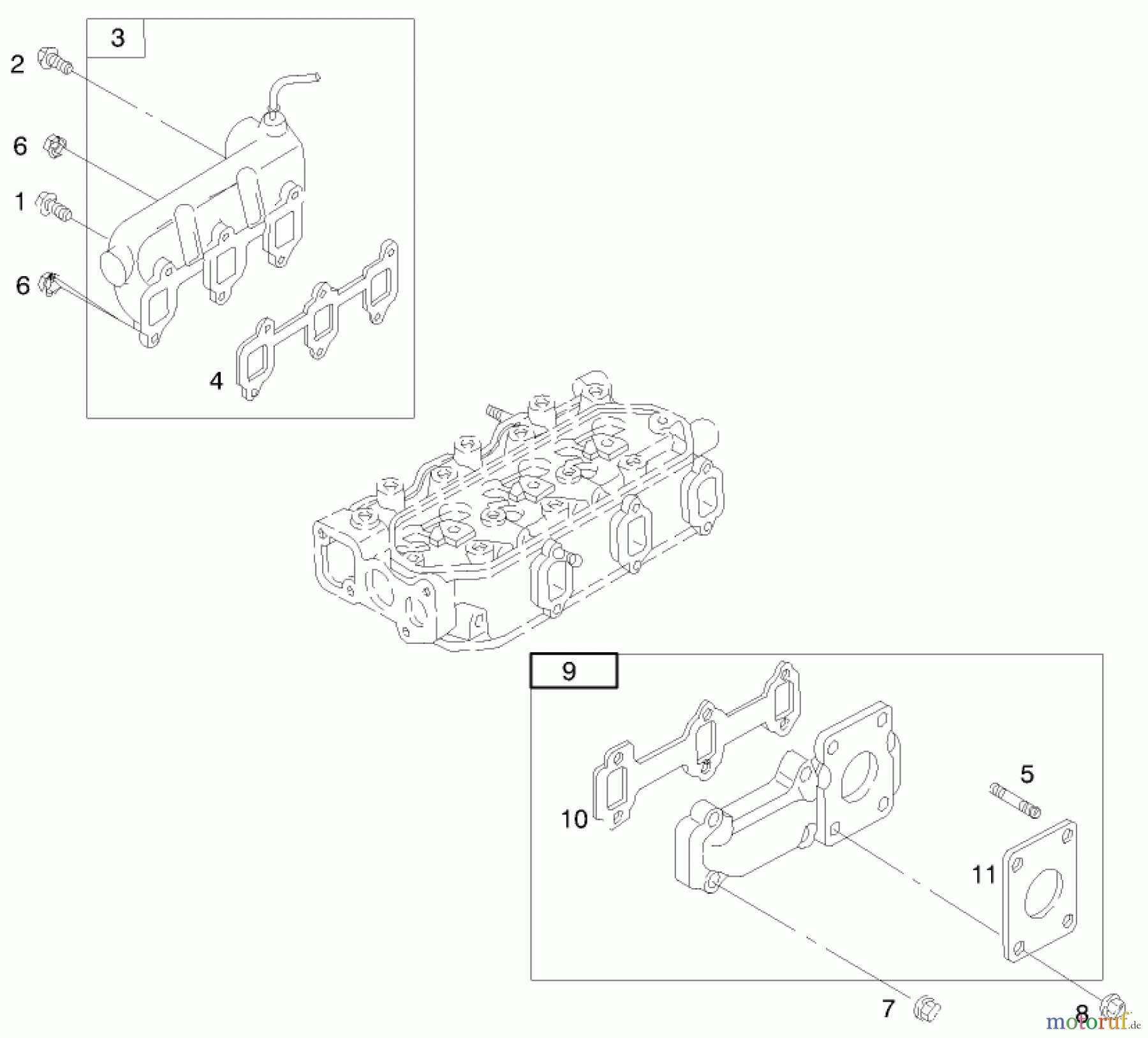  Toro Neu Mowers, Lawn & Garden Tractor Seite 1 73551 (523Dxi) - Toro 523Dxi Garden Tractor, 1998 (8900001-8999999) ENGINE ASSEMBLY #10