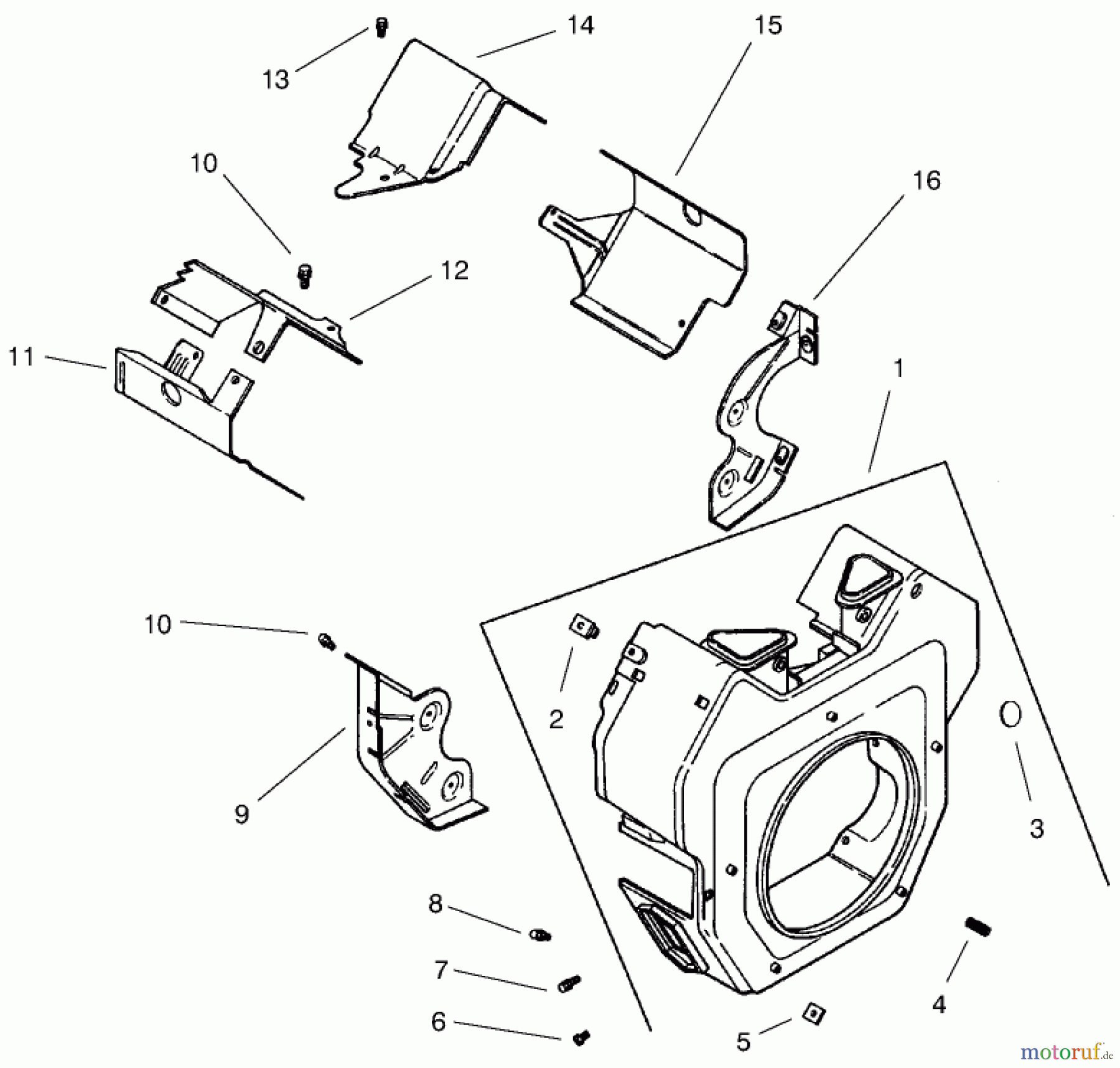  Toro Neu Mowers, Lawn & Garden Tractor Seite 1 73560 (522xi) - Toro 522xi Garden Tractor, 1998 (8900001-8999999) GROUP 6-BLOWER HOUSING & BAFFLES