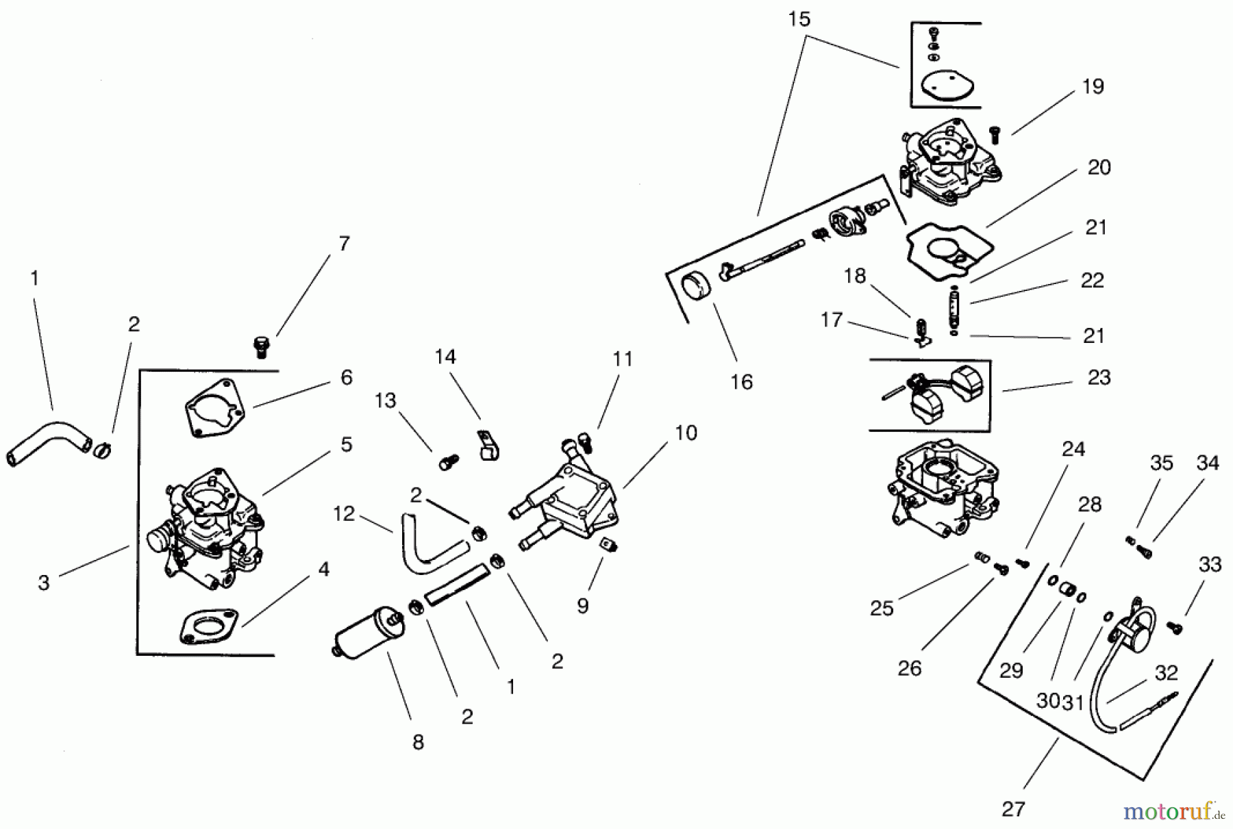  Toro Neu Mowers, Lawn & Garden Tractor Seite 1 73560 (522xi) - Toro 522xi Garden Tractor, 1998 (8900001-8999999) GROUP 8-FUEL SYSTEM