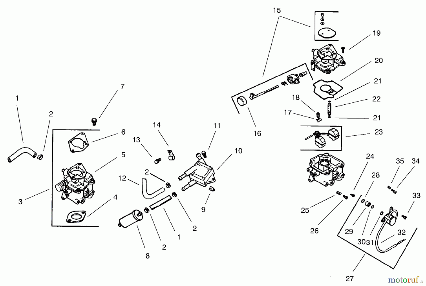  Toro Neu Mowers, Lawn & Garden Tractor Seite 1 73561 (522xi) - Toro 522xi Garden Tractor, 2000 (200000201-200999999) GROUP 8-FUEL SYSTEM