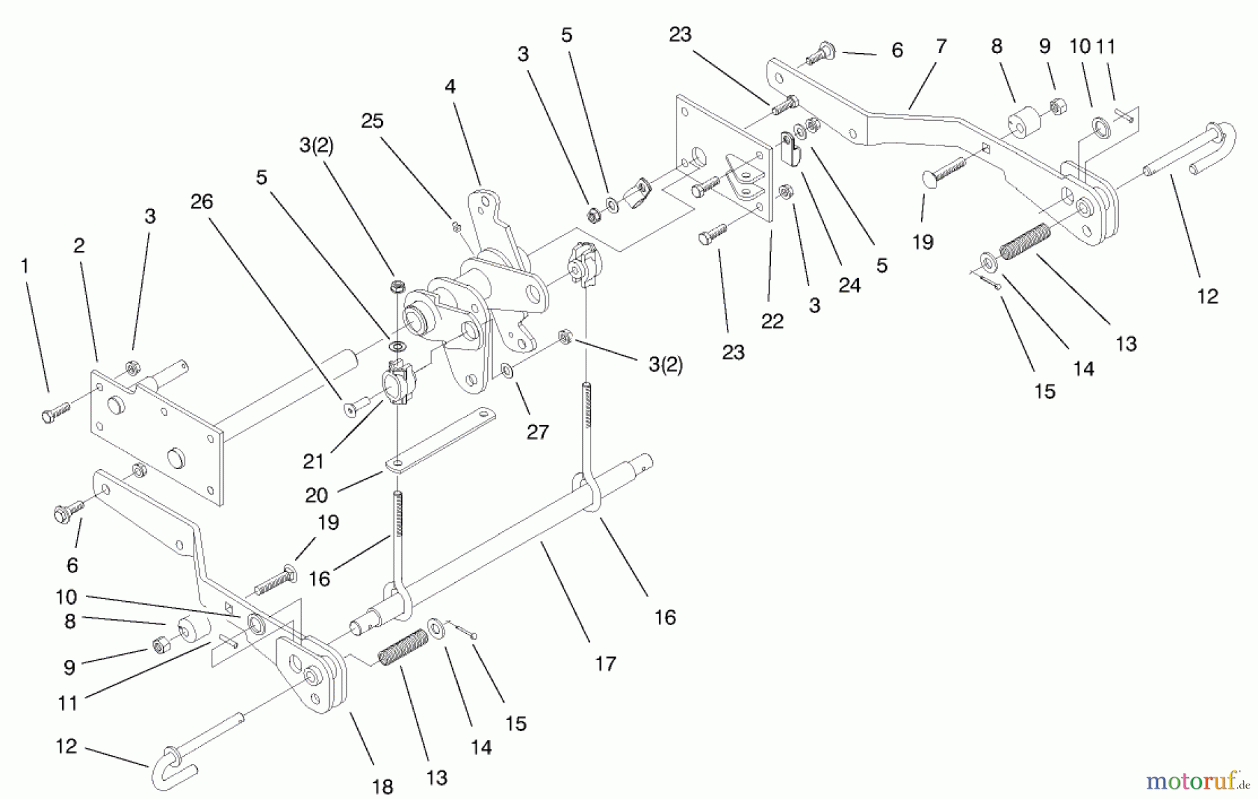  Toro Neu Mowers, Lawn & Garden Tractor Seite 1 73561 (522xi) - Toro 522xi Garden Tractor, 2000 (200000201-200999999) LOWER HYDRO LIFT ASSEMBLY